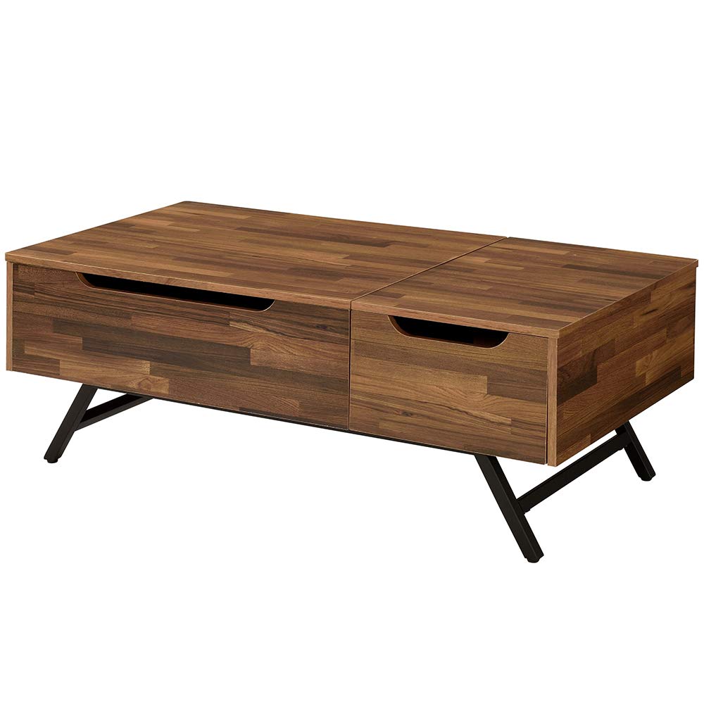 Modern Lift-Top Coffee Table with Storage Drawer - Solid Wood Lift Tabletop for Living Room, Home Office & Reception Areas - Walnut Finish with Black Metal Legs - Perfect for Small Spaces, Entertaining & Hidden Organization