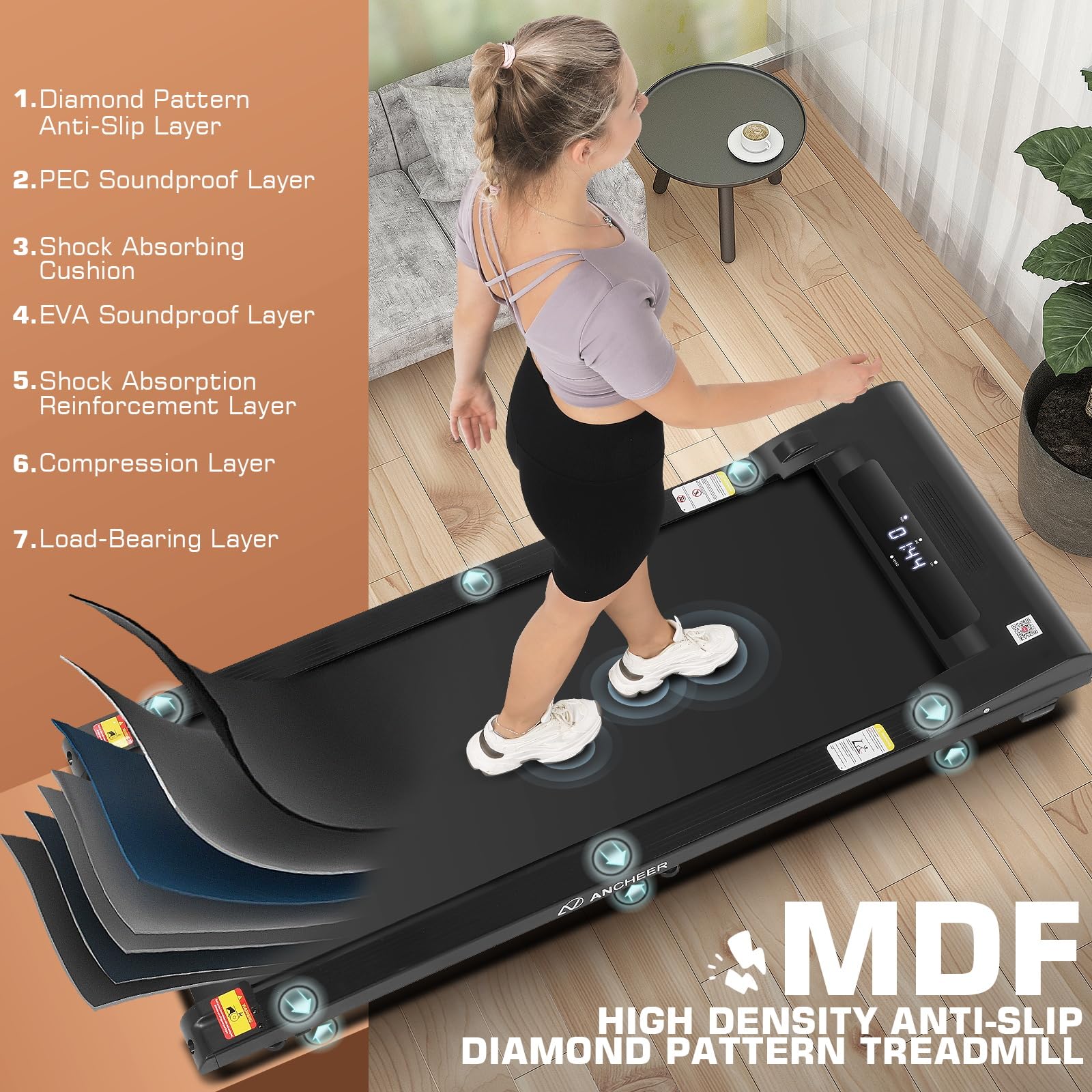Under Desk Walking Pad Treadmill for Home Office - 2.5HP Portable Walking Machine with 300 lb Weight Capacity, Compact Jogging & Running Equipment with Remote Control & LED Display - Perfect for Small Spaces, Work from Home & Low-Impact Exercise