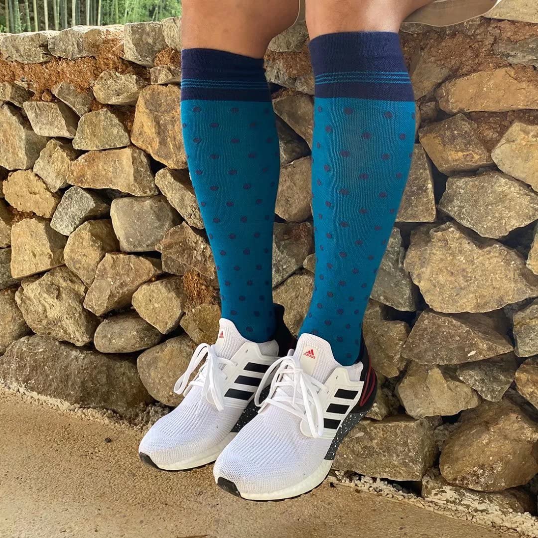 JAVIE Comfy Merino Wool Graduated Compression Socks for Women & Men (15-20mmHg) - Knee High Support Stockings for Travel, Running & Circulation - Warm Wool Socks for Hiking, Work & Daily Comfort
