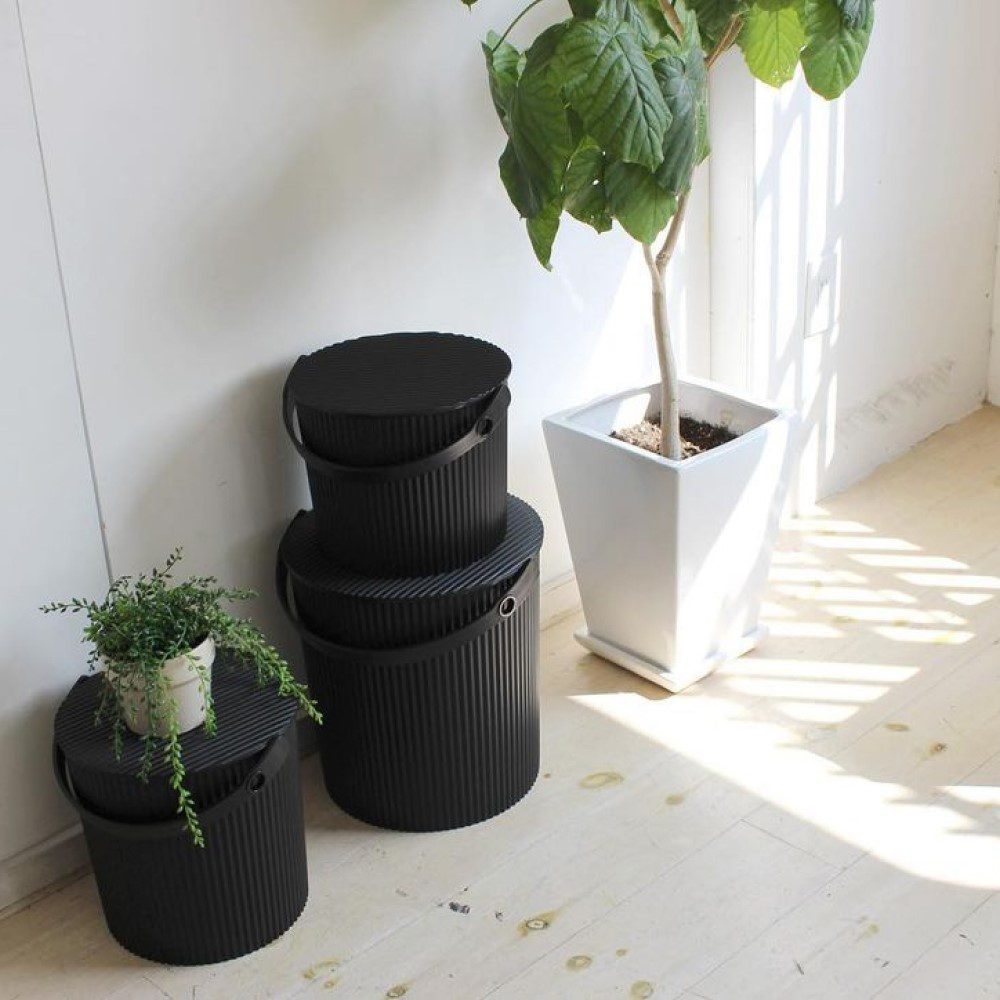 HACHIMAN KASEI 8L Black OmnioUtil Storage Bin with Lid - Multi-Purpose Cleaning Organizer for Home, Kitchen, Bathroom & Office Organization
