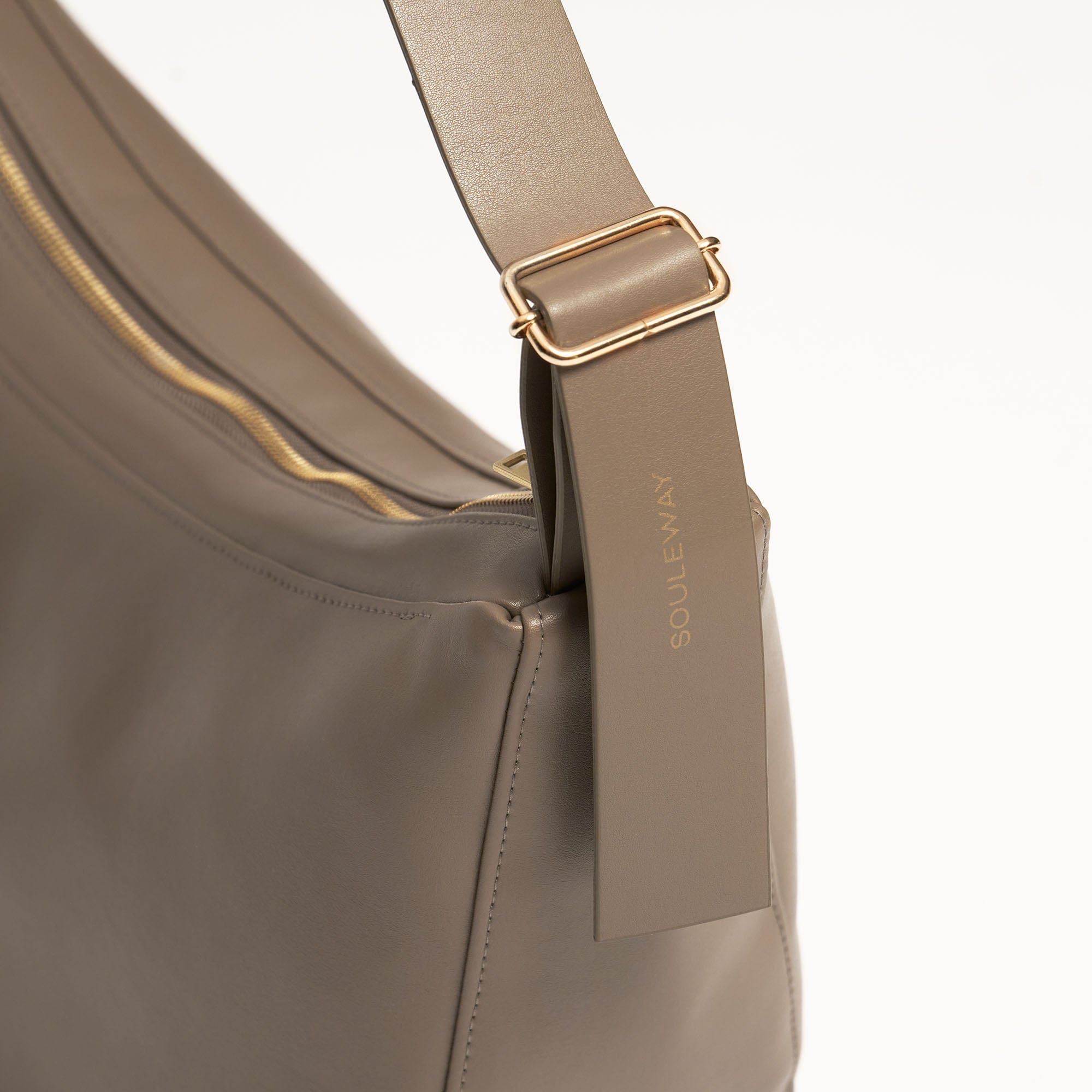 Oleatex Vegan Olive Leather Half Moon Crossbody Bag - Mocha Brown | Eco-Friendly Fashion for Women | Perfect for Work, Travel & Everyday Use