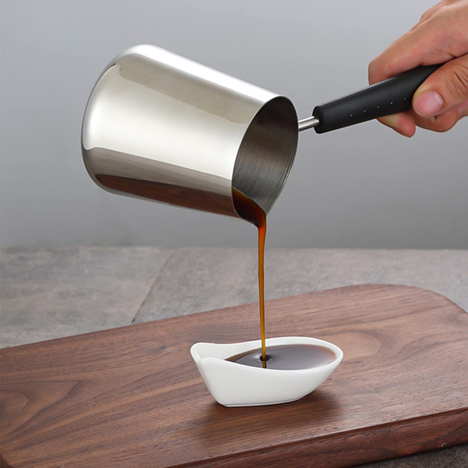 Premium Stainless Steel Butter Coffee Warmer & Milk Frother - 12oz (350ml) Mini Turkish Coffee Pot for Melting Butter, Perfect for Bulletproof Coffee, Hot Chocolate & Latte Making at Home or Office