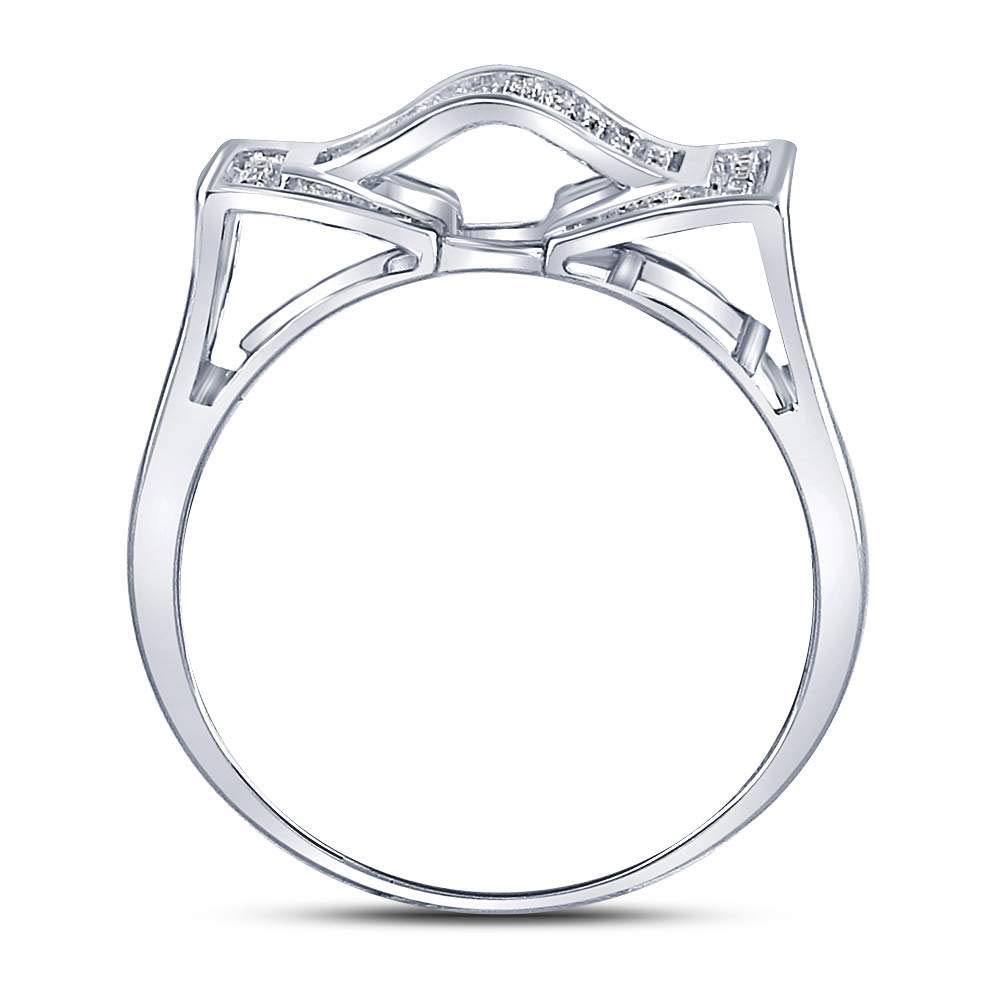 Sterling Silver Men's Round Diamond Domed Rectangle Cluster Ring - 1/8 CTTW - Elegant Wedding Band, Anniversary Gift & Everyday Jewelry for Men