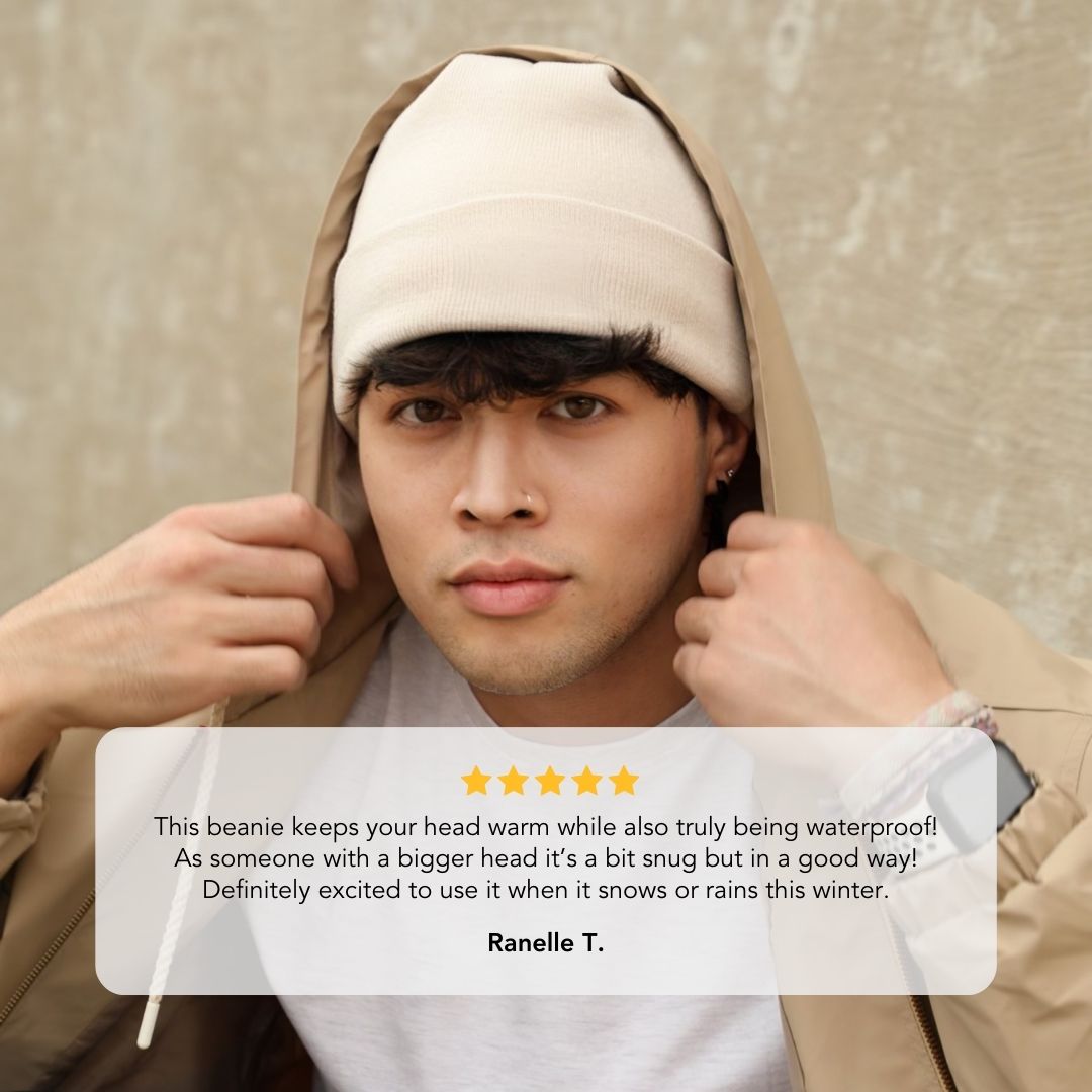 Waterproof Men's Satin Lined Cuffed Beanie Hat for Winter - Warm & Stylish Cold Weather Accessory for Outdoor Activities