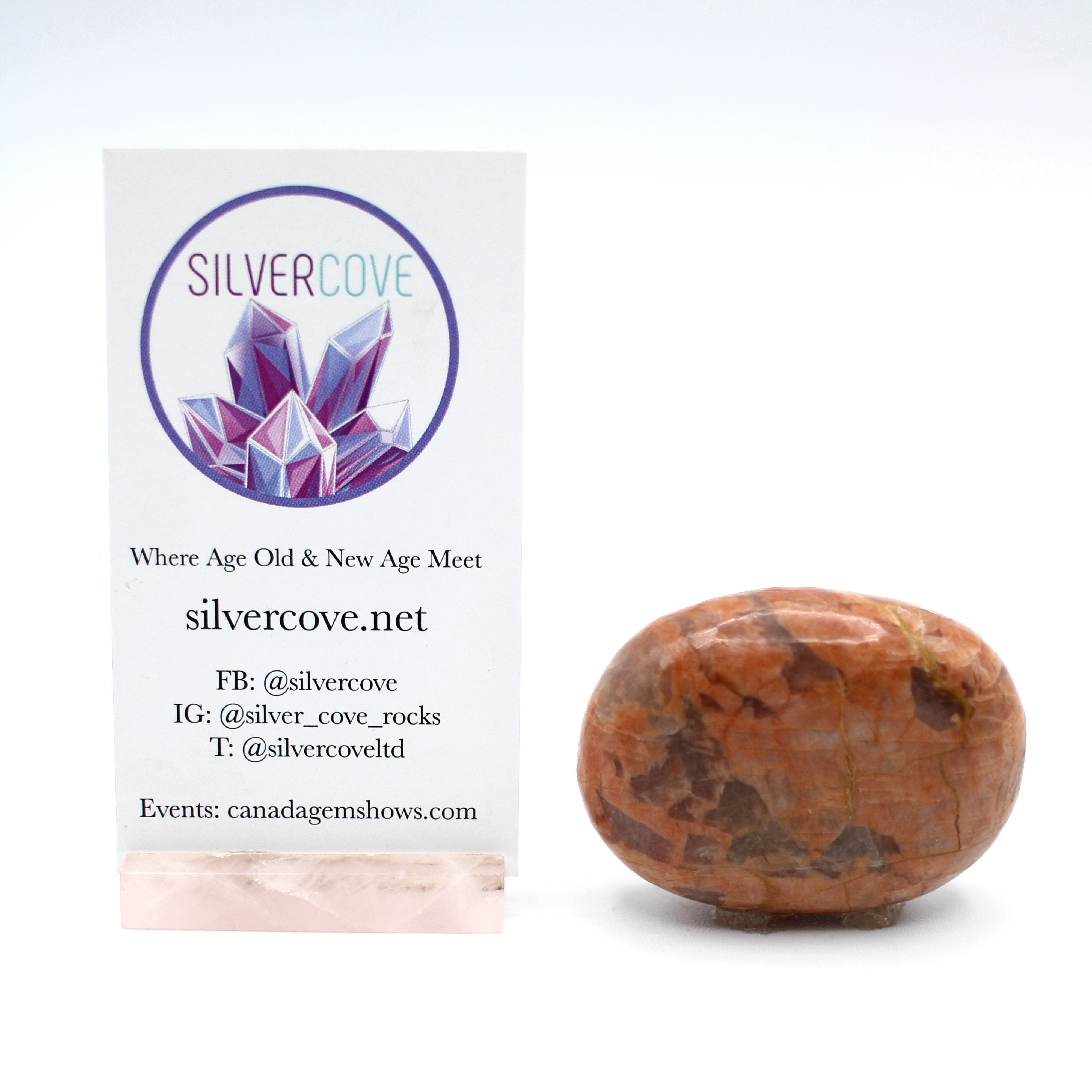 Natural Canadian Peach Moonstone Palm Stone - Healing Crystal for Stress Relief, Meditation & Spiritual Balance | Perfect for Reiki, Yoga & Home Decor
