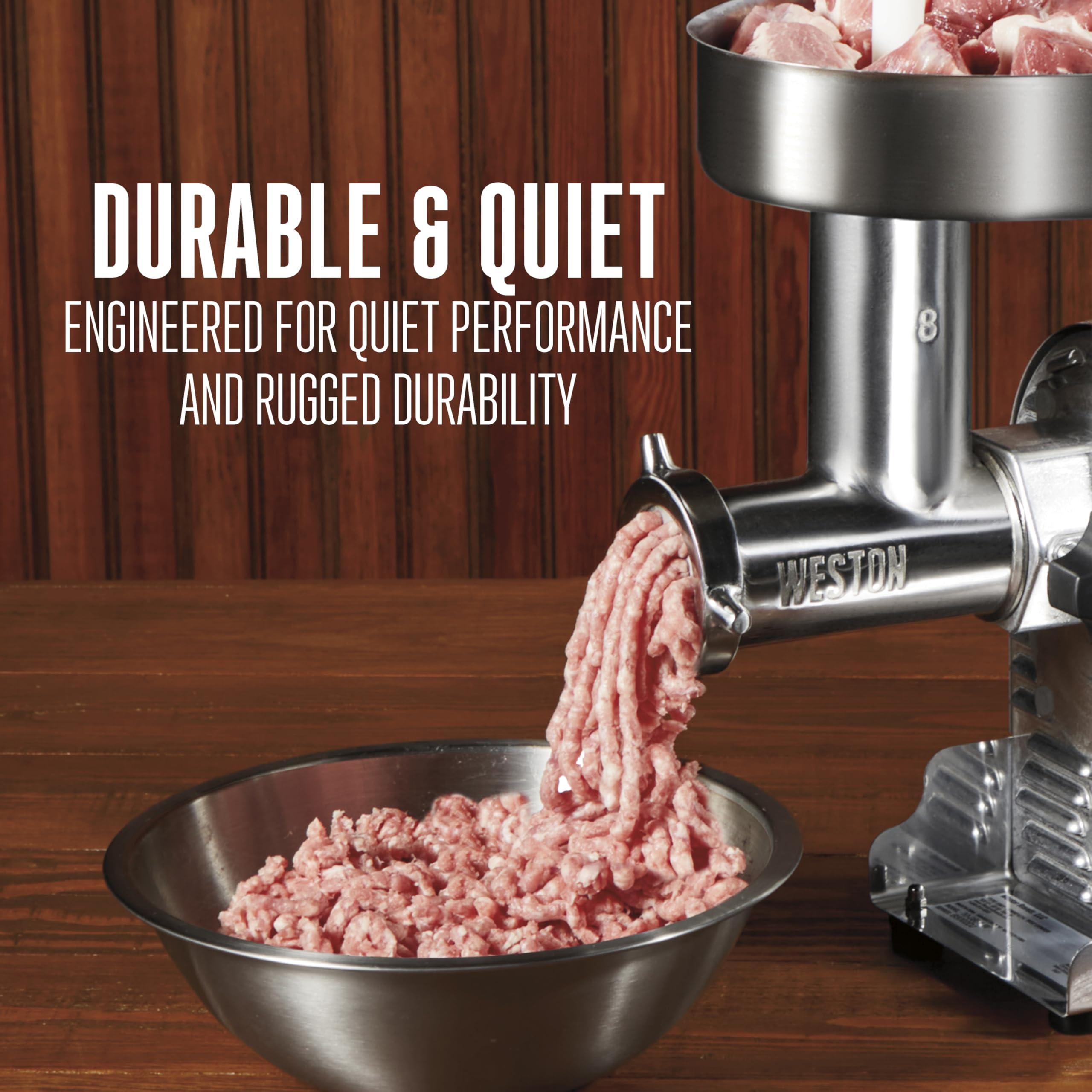 Weston Pro Series Commercial Electric Meat Grinder - 560W, 0.75HP, 6lbs/min Stainless Steel Meat Processor (Model 10-0801-W) - Perfect for Butcher Shops, Restaurants & Home Meat Processing