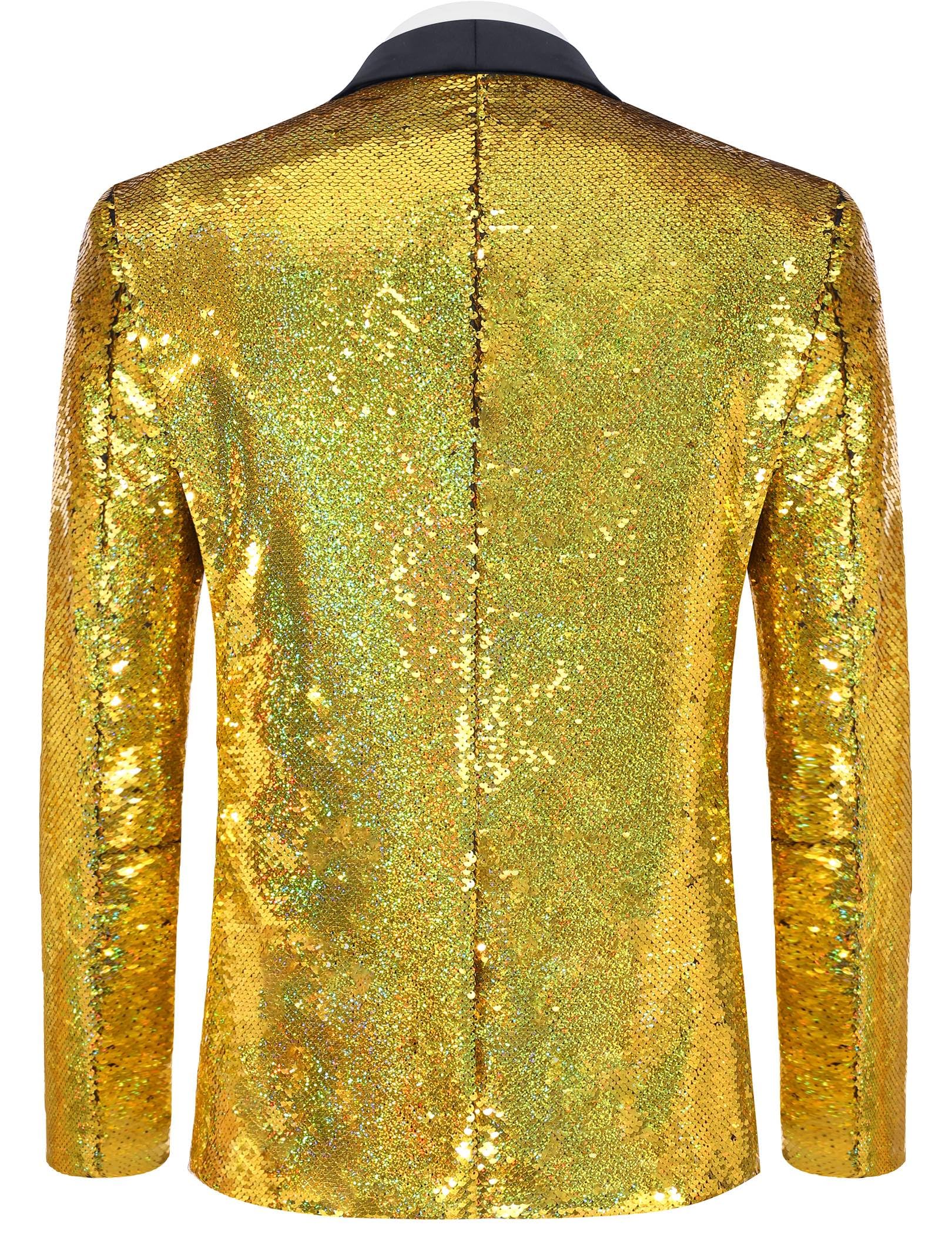 COOFANDY Men's Sparkling Sequin Blazer Jacket - Elegant Tuxedo for Prom, Dinner Party & Formal Events | One Button Slim Fit Suit Coat for Weddings, Night Out & Special Occasions