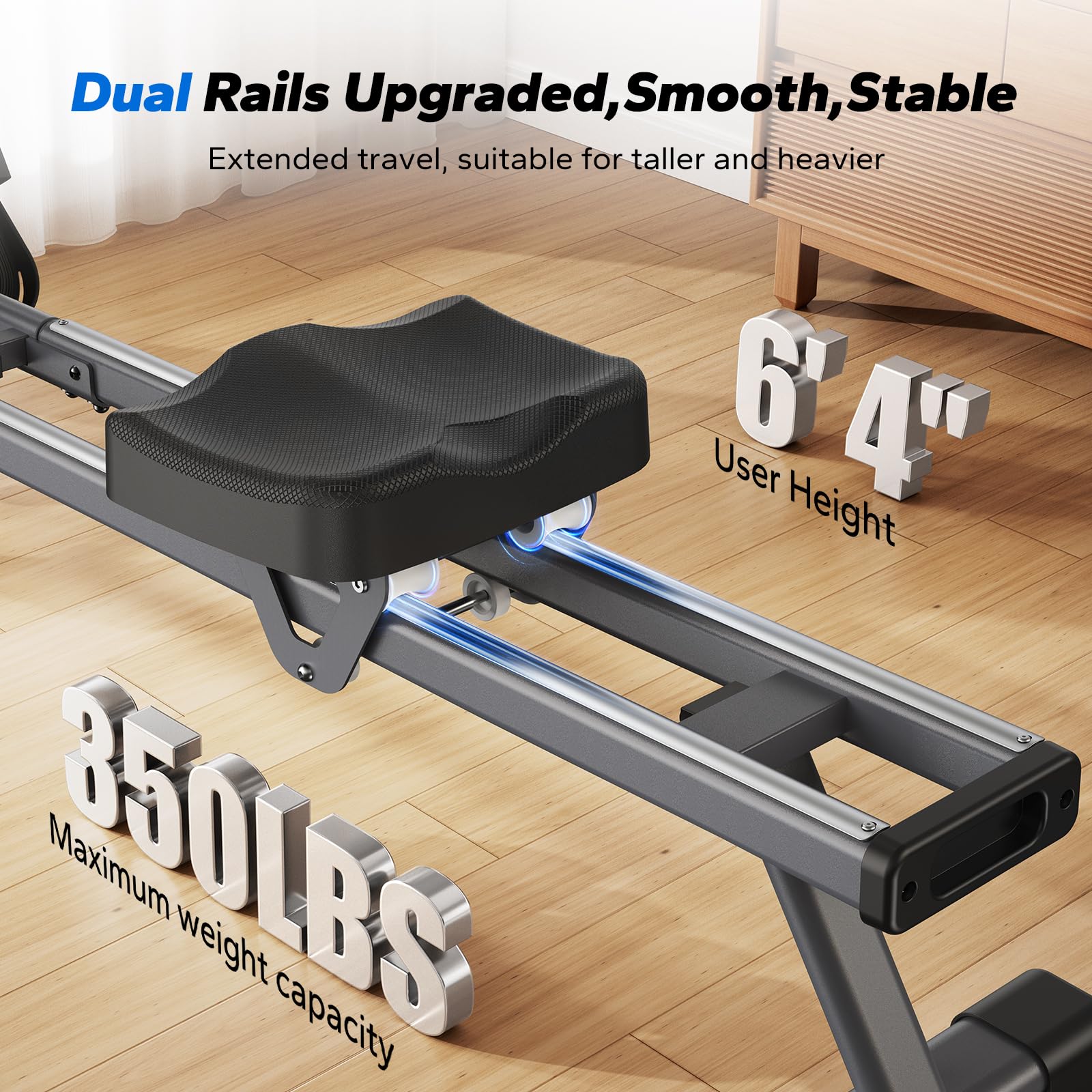 MERACH Magnetic Rowing Machine for Home - 16-Level Quiet Resistance Rower with 350lb Weight Capacity & App Connectivity | Perfect for Home Gym, Cardio Workouts & Full-Body Training