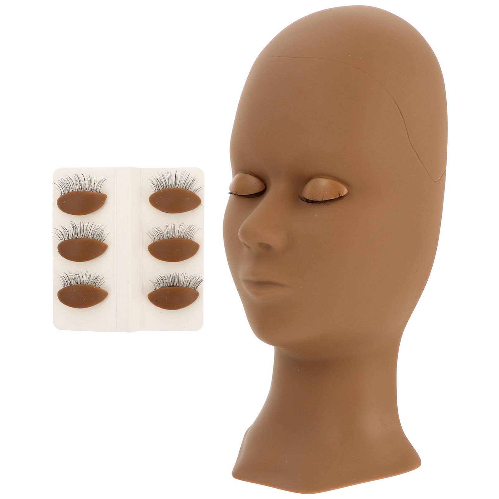 Professional Eyelash Mannequin Head with 4 Pairs of Eyelids - Lash Extension Training Kit for Makeup Practice & Eyelash Technician Students (Black) - Perfect for Salon Practice, Beauty School & Home Use