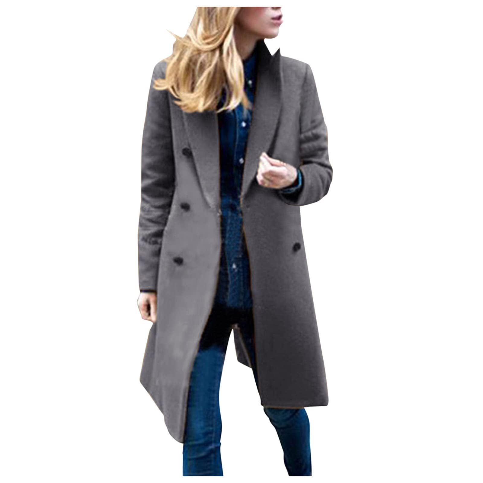 Women's Winter Faux Wool Trench Coat - Slim Fit Long Overcoat with Fleece Lining for Warmth | Perfect for Office, Travel & Cold Weather Fashion