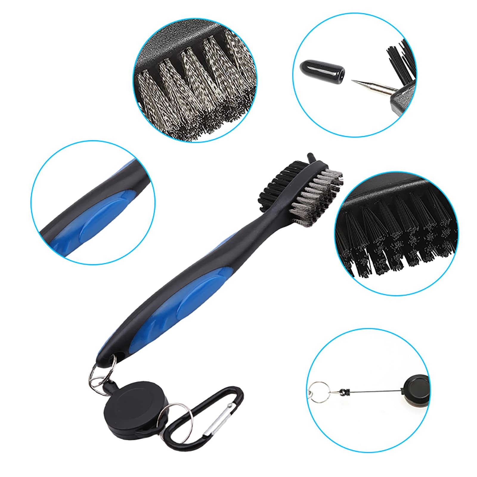 VIPMOON Golf Club Groove Sharpener Tool - Golf Brush & Groove Cleaner with Retractable Zip-line Aluminum Carabiner - Wedge & Iron Groove Sharpener for U & V Grooves - Perfect Golf Accessories for Men - Ideal for Course Maintenance & Club Care