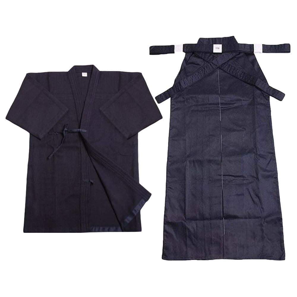 ZooBoo Men's Kendo Aikido Hapkido Martial Arts Uniform - Keikogi & Hakama Set (Size L/175, Dark Blue) | Premium Training Gi for Japanese Sword Practice, Dojo Workouts & Traditional Martial Arts