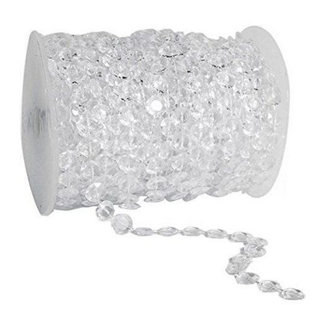 99 ft DIY Acrylic Crystal Beads Garland Strand - Clear Diamond Wedding Decor, Christmas Tree Ornaments, Chandelier & Centerpiece Home Decoration | Perfect for Party, Holiday & Event Decorations