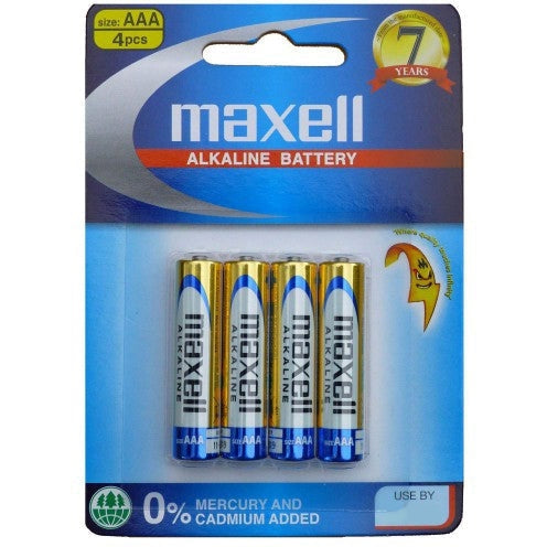 Maxell Alkaline AAA Batteries 4-Pack - Long-Lasting Power for Toys, Remote Controls & Electronics (Blister Packaging)