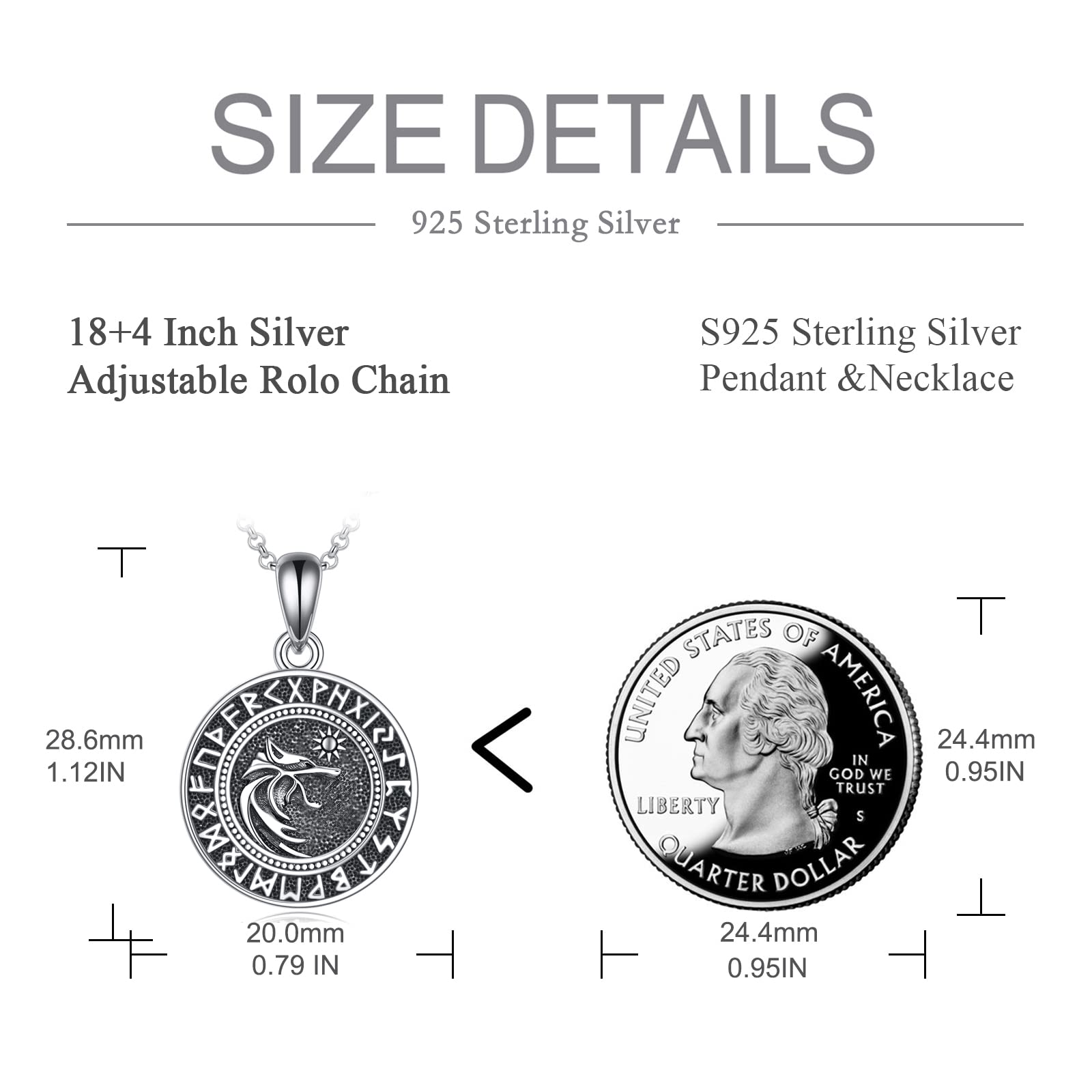 925 Sterling Silver Viking Necklace for Men & Women - Mjolnir Thor Hammer, Star of David, Skull, Wolf & Compass Pendant - Norse Pagan Jewelry Gift for Birthday, Cosplay & Viking Enthusiasts