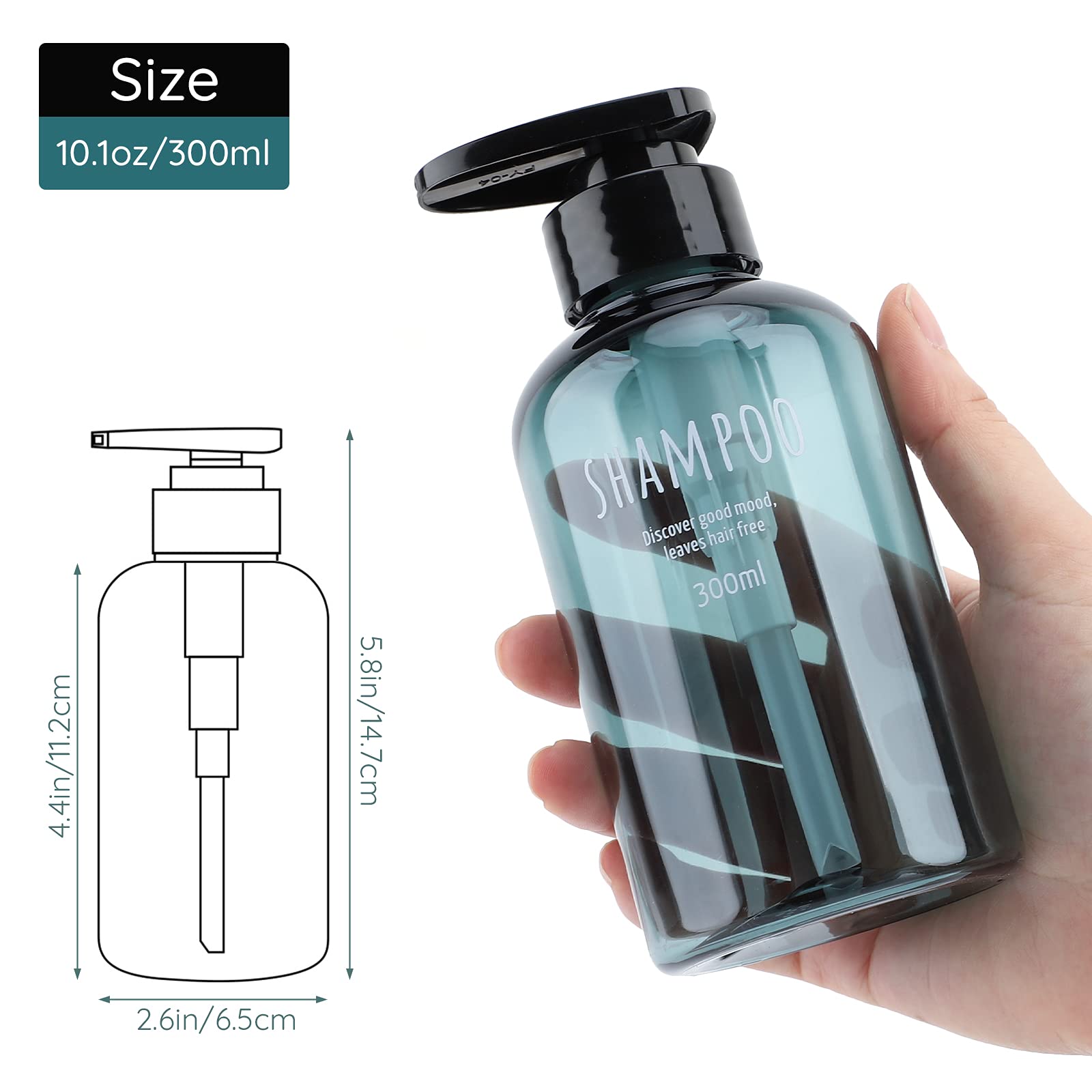 Segbeauty 10oz Refillable Shampoo and Conditioner Dispenser Set (3 Pack) - Empty Plastic Pump Bottles for Shower, Body Wash, Liquid Soap & Lotion - Blue Bathroom Organizer for Spa-Like Experience