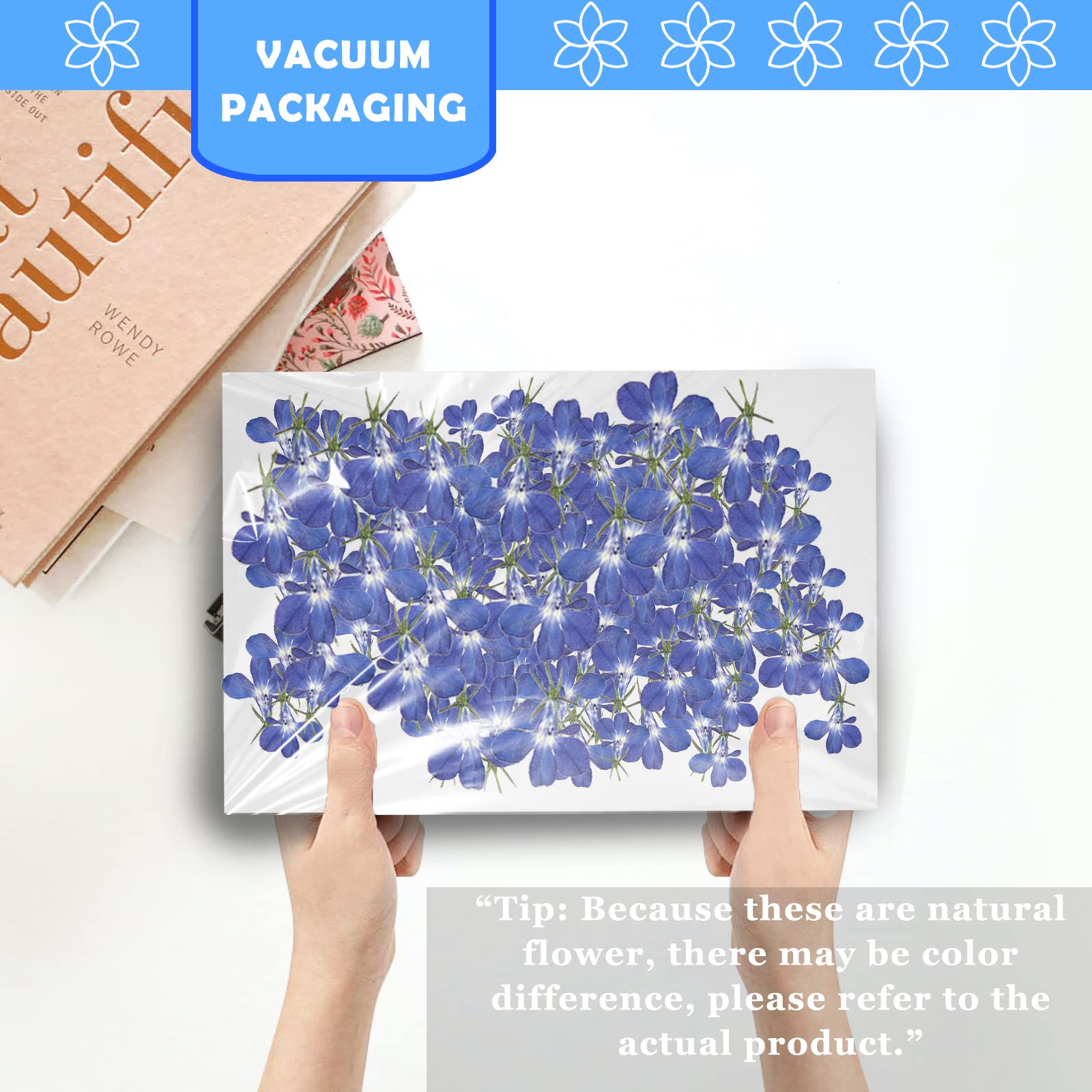 60PCS Natural Blue Pressed Dried Flowers for Resin Crafts, Jewelry Making, DIY Phone Case & Candle Decor - Perfect for Wedding Invitations, Scrapbooking & Home Decoration