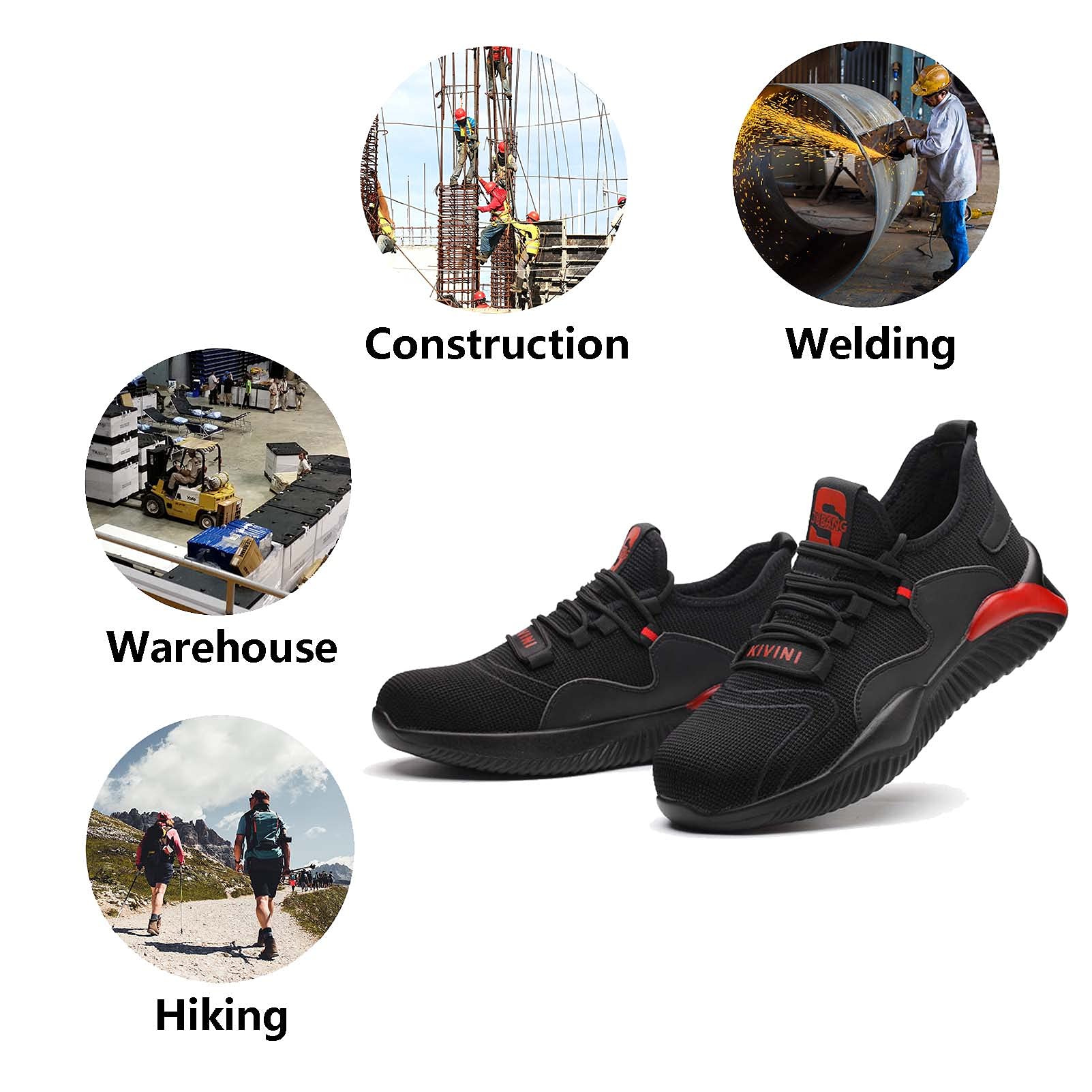 Lightweight Steel Toe Work Shoes for Men & Women - Slip & Puncture Resistant Safety Boots for Construction, Industrial & Warehouse Jobs | OSHA Compliant Work Footwear