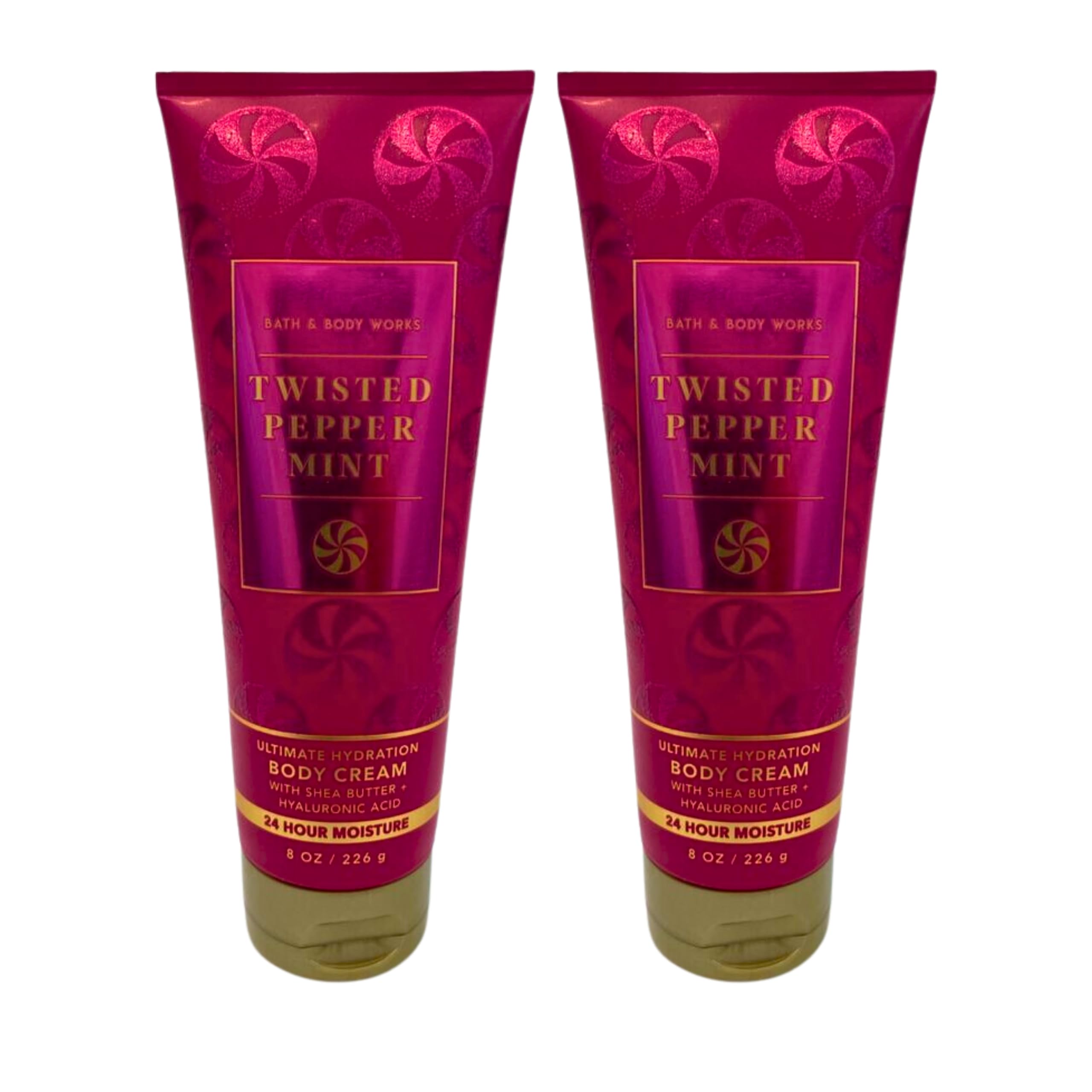 Bath & Body Works Ultra Shea Body Cream - 8oz Each, Pack of 2 (Twisted Peppermint) | Deep Moisturizing Hand & Body Lotion for Dry Skin - Perfect for Winter Care & Holiday Gifts