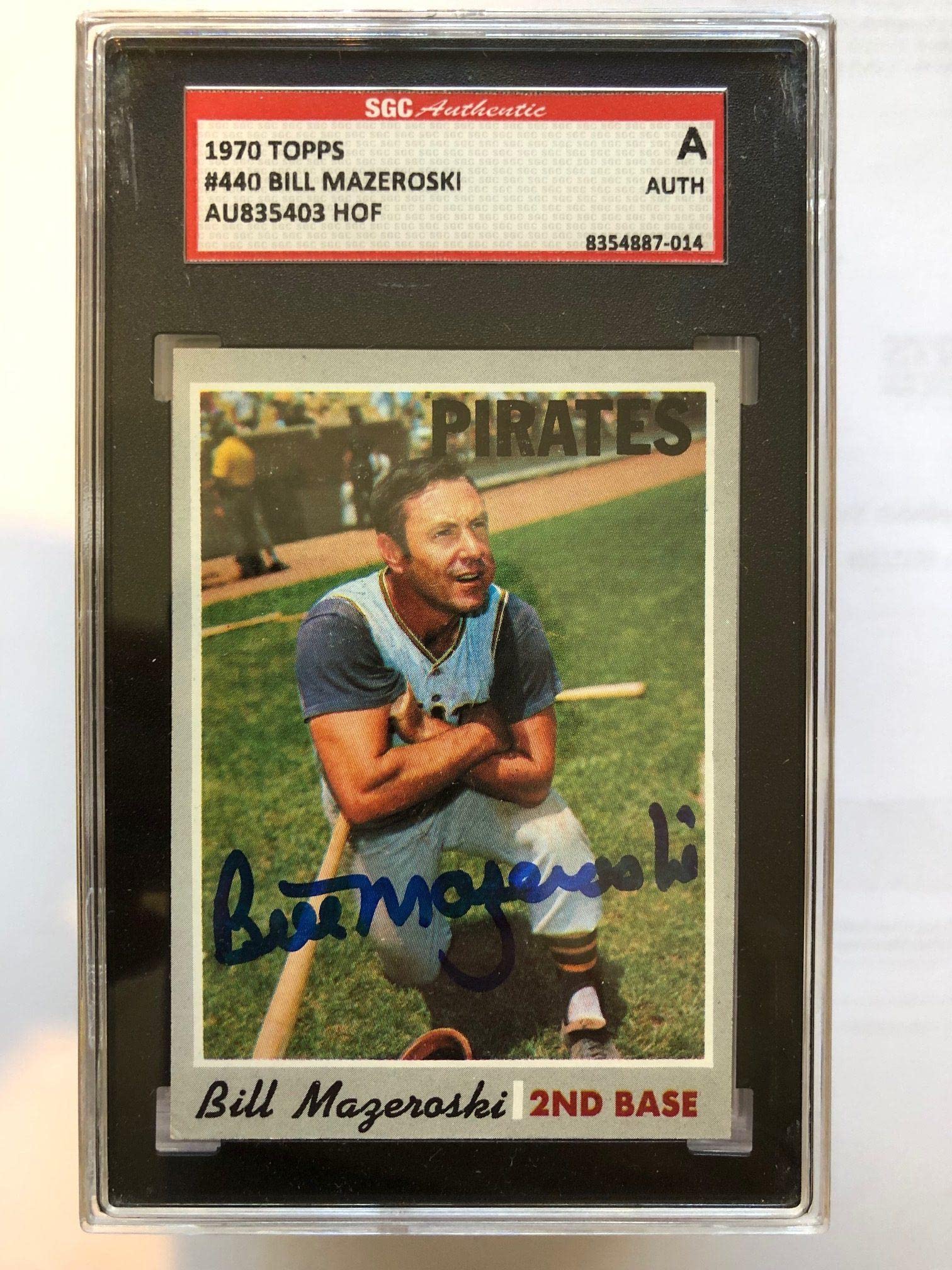 1970 Topps Bill Mazeroski #440 Autographed Baseball Card - Pittsburgh Pirates SGC Certified Slabbed Collectible for Display & Investment