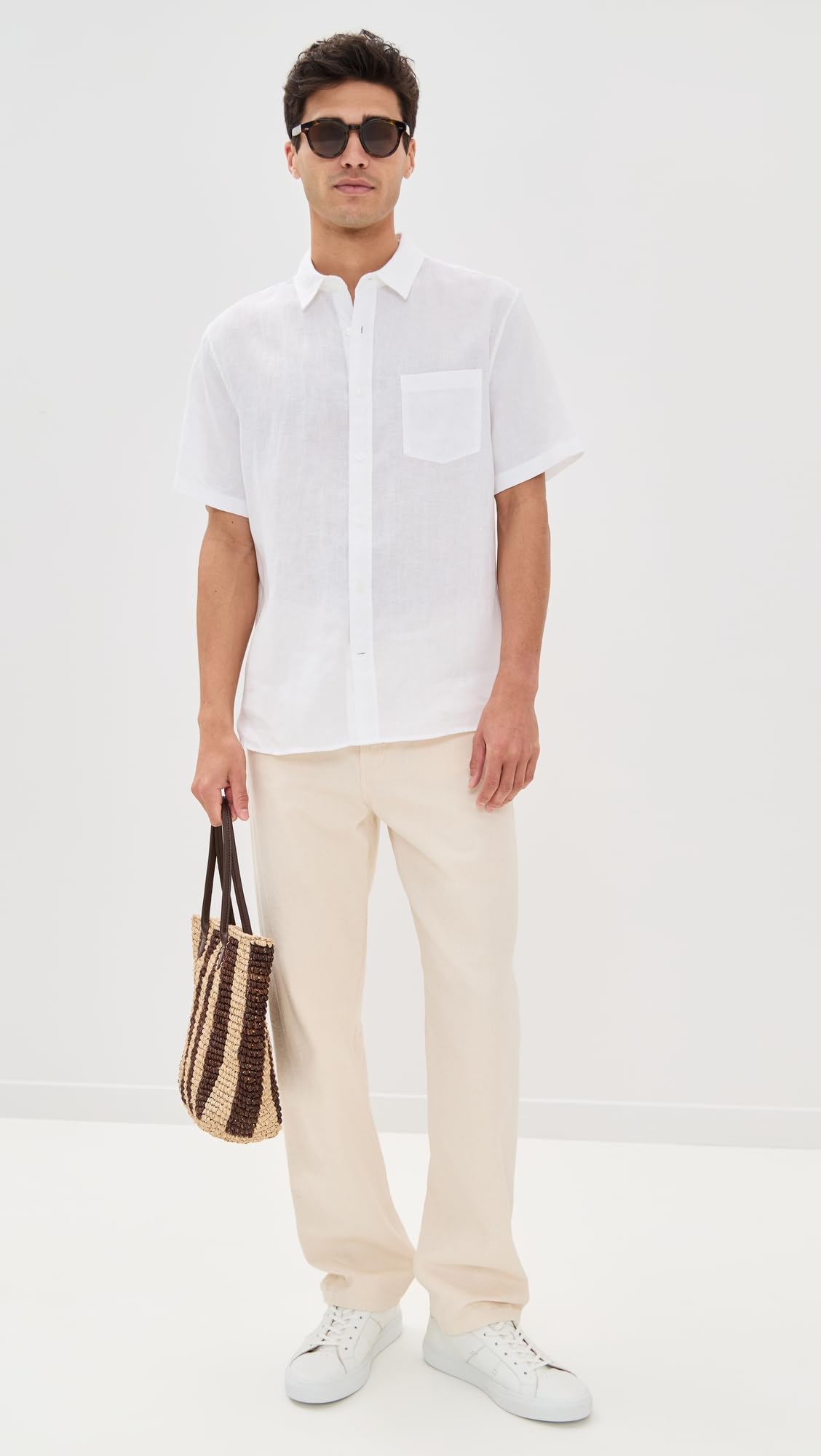Vince Men's Linen Short Sleeve Shirt - Breathable Summer Casual Button Down Shirt for Beach, Vacation & Outdoor Activities