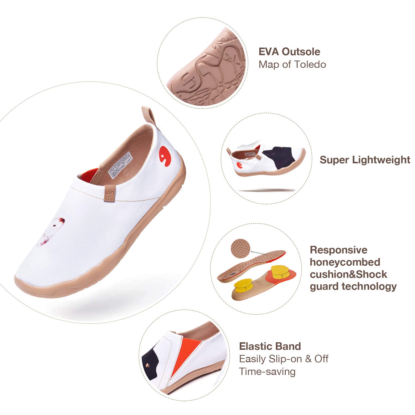 UIN Women's Slip On Sneakers - Comfortable Knit Loafers with Artistic Painting | Soft Walking Shoes for Casual Wear, Travel & Everyday Use