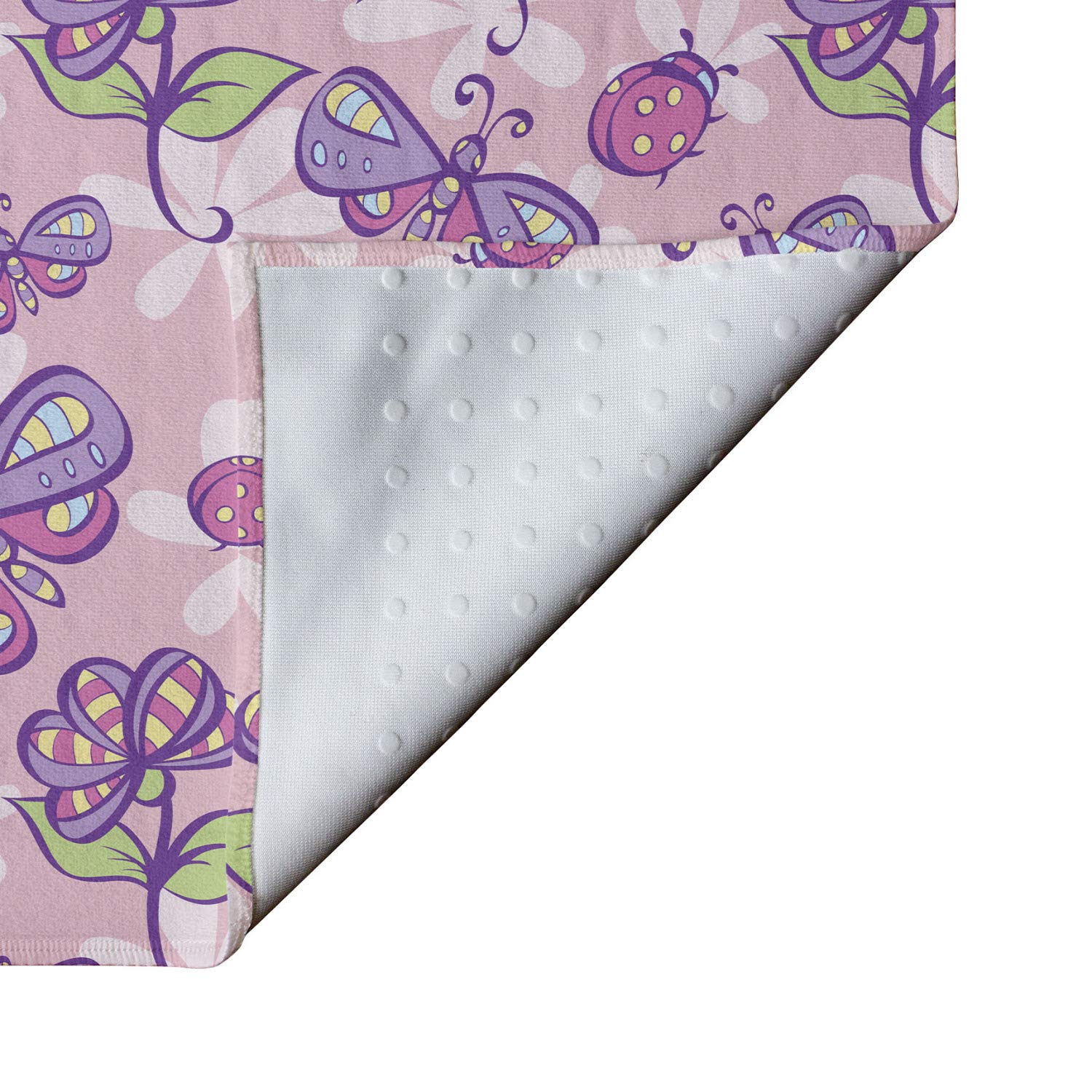 Ambesonne Floral Yoga Mat Towel - Non-Slip Sweat Absorbent Cover for Yoga, Pilates & Workouts | Butterfly Flower Design | 25