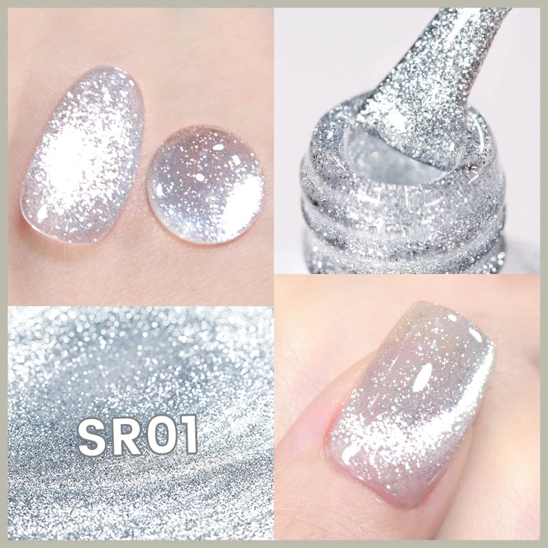 Shimmery Reflective Cat Eye Magnetic Gel Polish - 10ml SR01 for Stunning Nail Art - Perfect for Parties, Weddings & Special Occasions