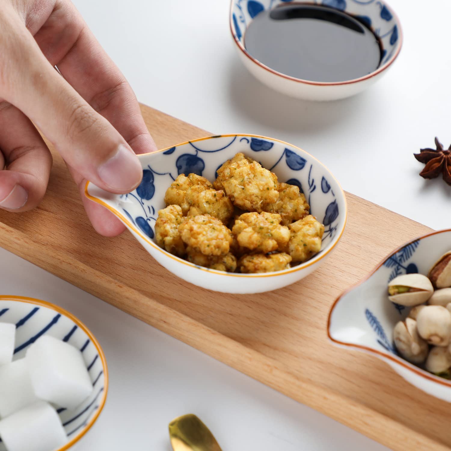 8-Piece Ceramic Dipping Sauce Bowls Set - Soy Sauce, Condiment & Seasoning Dishes for Sushi, Dumplings & Appetizers | Elegant Side Dishes for Asian Cuisine & Party Platters