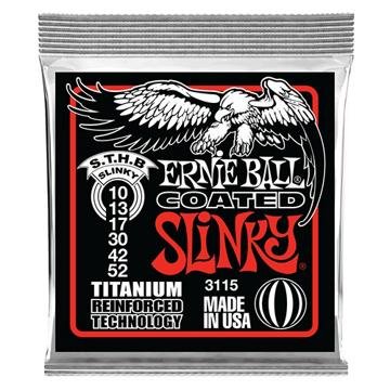 Ernie Ball Skinny Top Heavy Bottom Slinky Coated Titanium Electric Guitar Strings 10-52 Gauge (P03115) - Perfect for Rock, Metal & Heavy Riffs