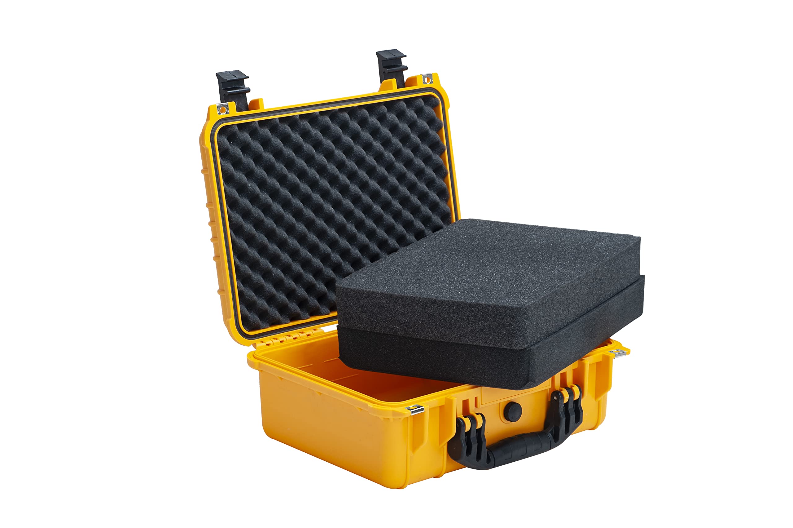 MEIJIA 15.98x12.99x6.85inch Waterproof Hard Protective Case with Customizable Foam - Durable All-Weather Storage for Drones, Cameras, Equipment & Pistols - Perfect for Travel, Outdoor Adventures & Professional Use (Yellow)