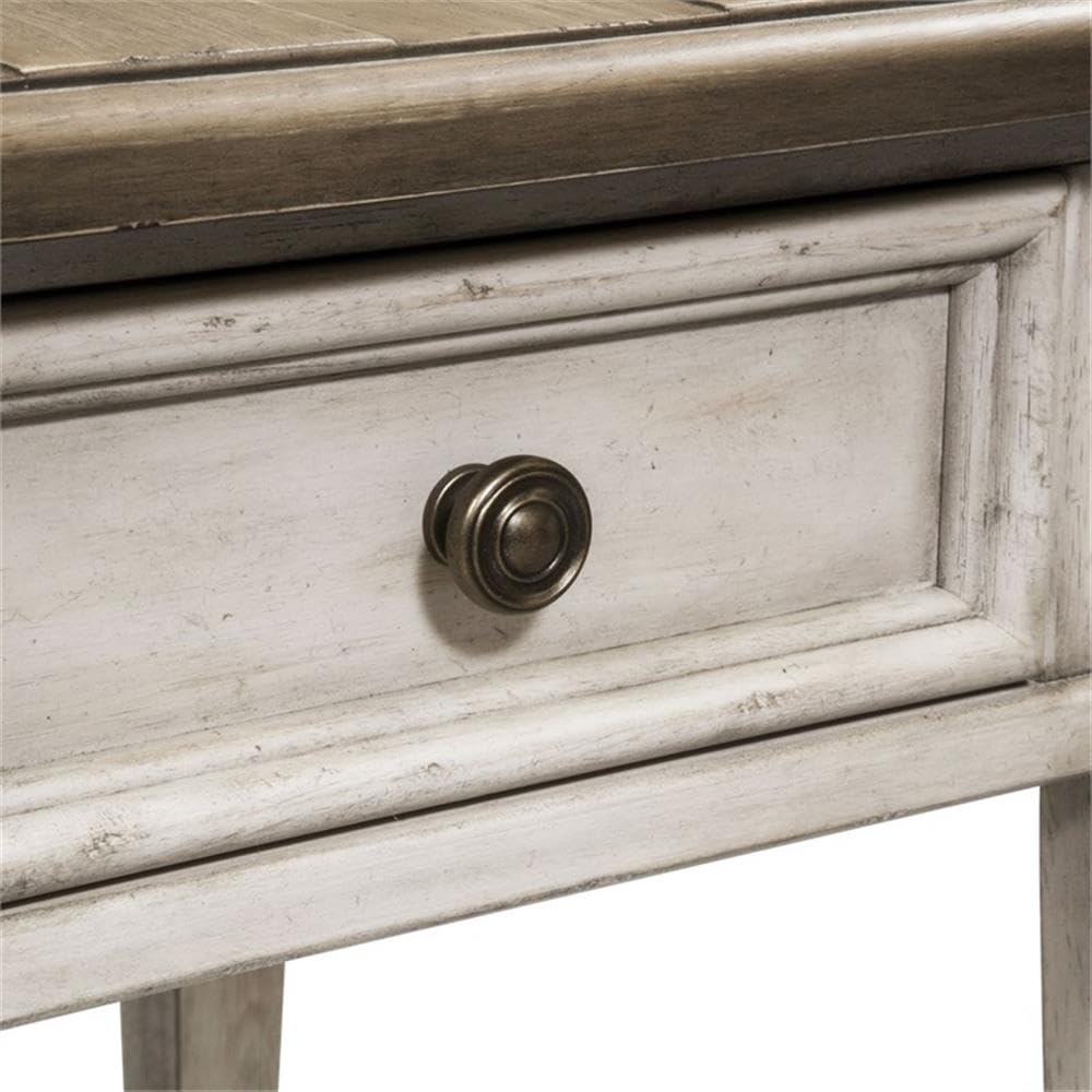 Liberty Furniture Industries Heartland Drawer End Table - Antique White Nightstand for Bedroom, Living Room & Office | Side Table with Storage