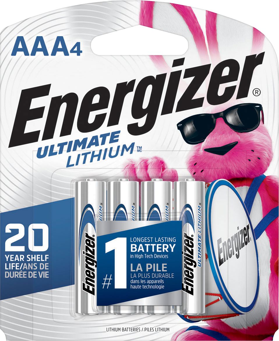 Energizer Ultimate Lithium AAA Batteries 4-Pack - Long-Lasting Power for Cameras, Flashlights, and Electronics