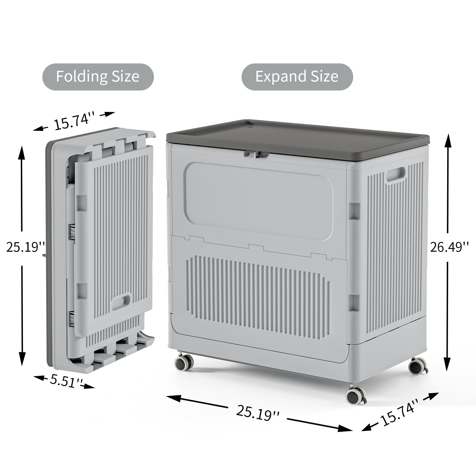 HAIXIN 157 QT Collapsible Plastic Deck Box with Wheels & Lockable Lid - Outdoor Storage Container for Patio Cushions, Garden Tools, Toys, Parcel Delivery - UV Resistant Dark Grey Organizer for Backyard, Poolside & Garage Storage