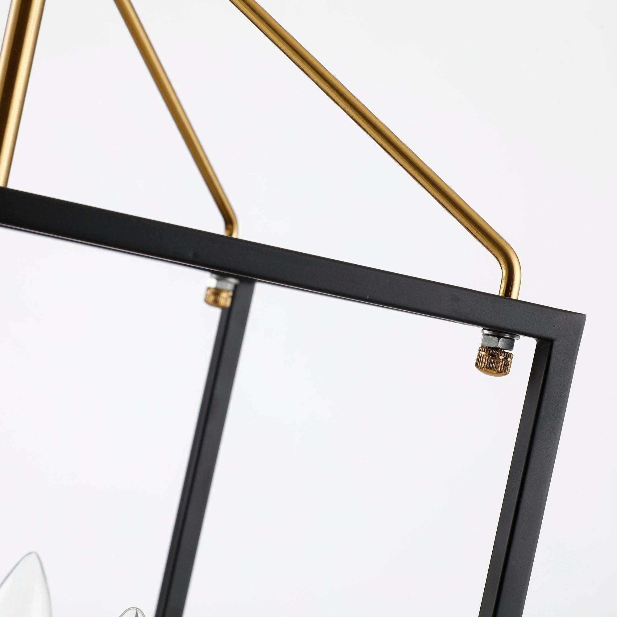 Haymarket 4-Light Matte Black and Gold Cage Chandelier - Modern Farmhouse Lighting Fixture for Dining Room, Bedroom, or Entryway