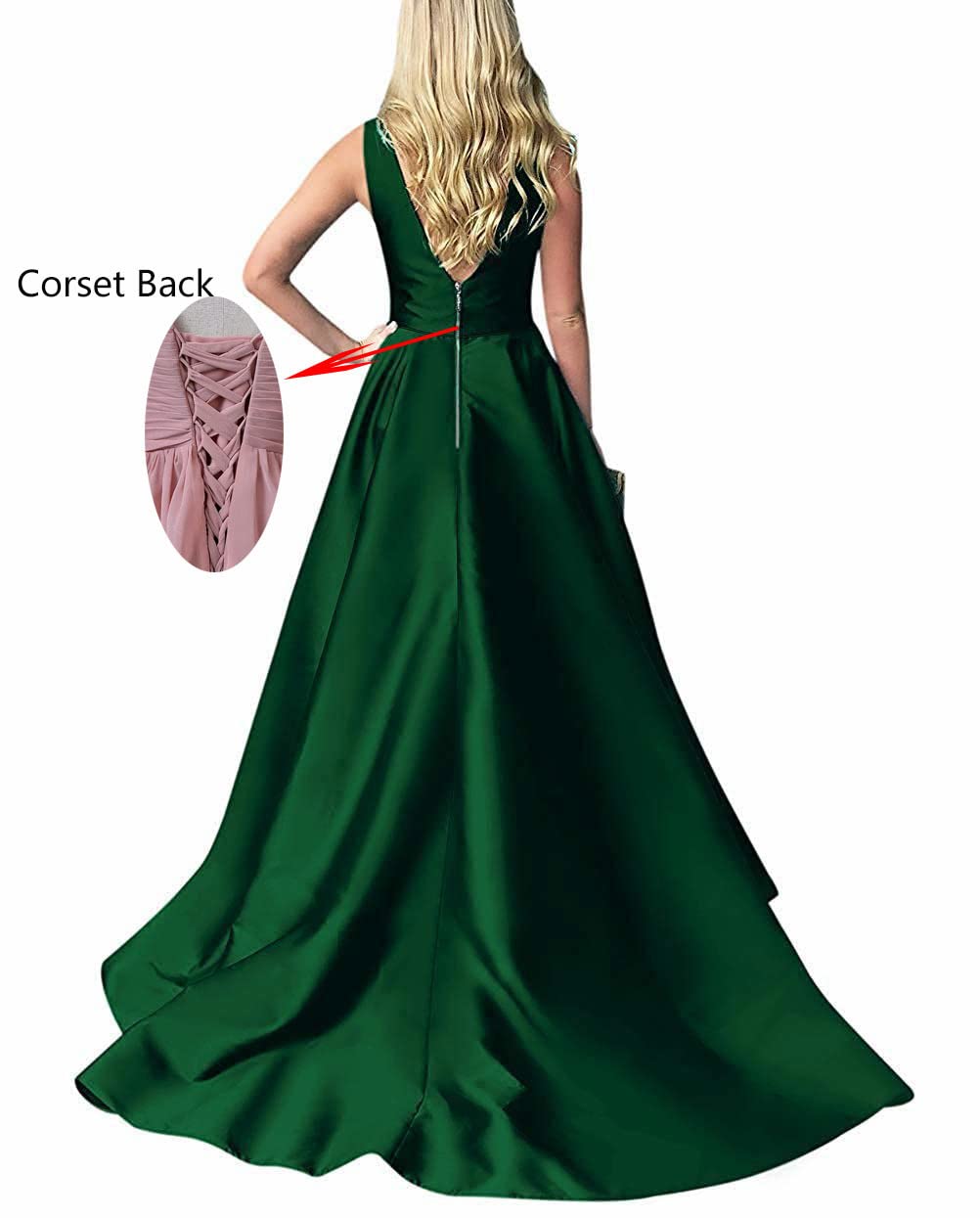 Elegant V-Neck Satin Bridesmaid Dress - A-Line Long Formal Evening Gown for Prom, Wedding Party & Special Occasions | Women's Ball Gown BD042 | Perfect for Bridal Shower, Cocktail Party & Black Tie Events