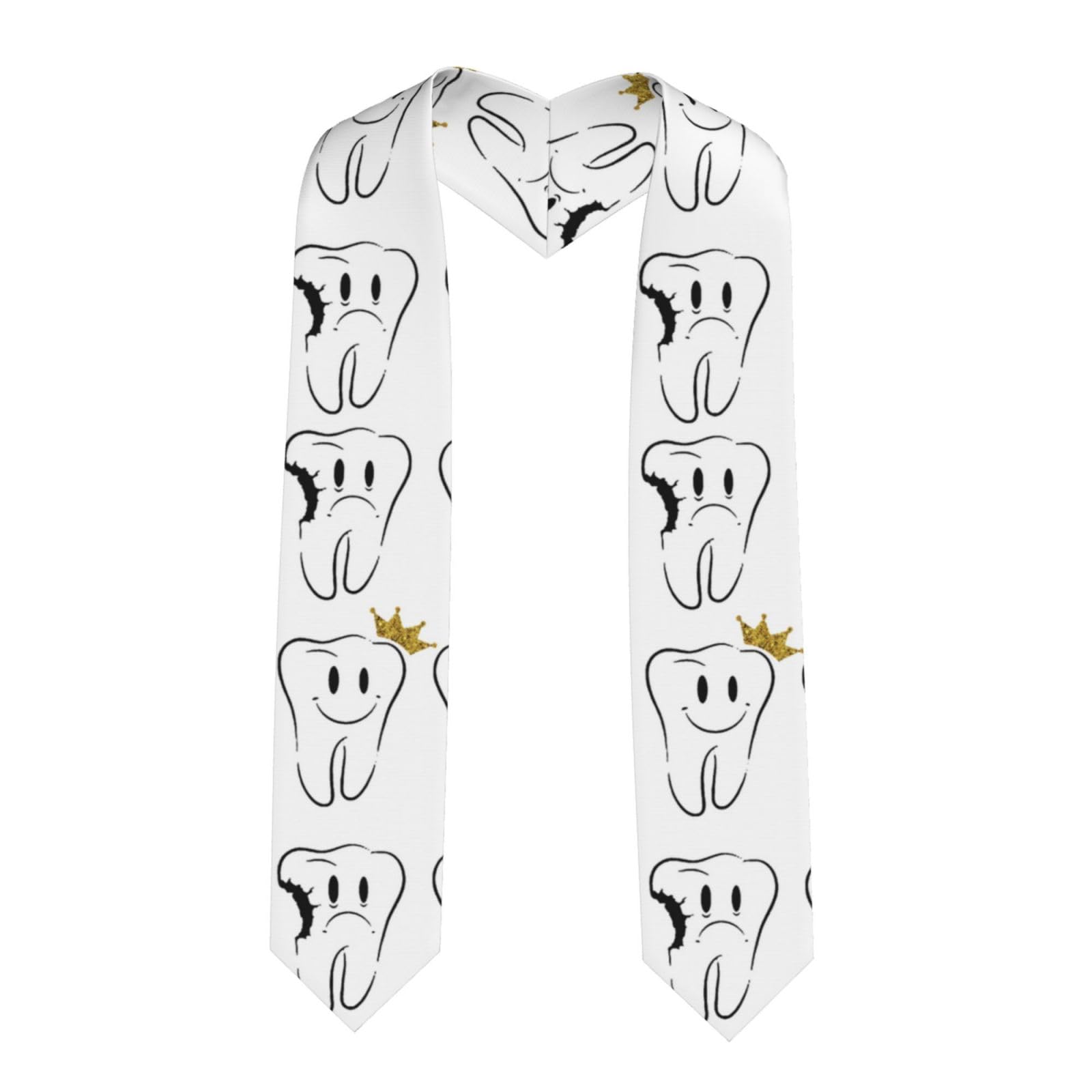Unisex Pointed Graduation Stoles for Dental & Dentist Graduates - Crowned Teeth Design Fashion Sash | Perfect for Dental School Graduation Ceremonies & Professional Events