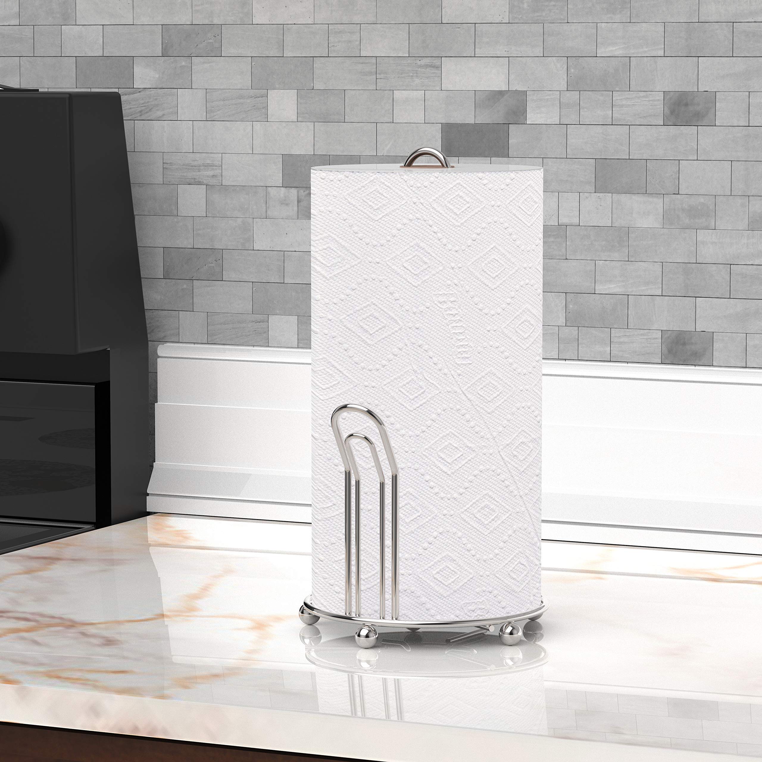 Chrome Bathroom Shower Caddy Organizer with Paper Towel Holder - Space-Saving Hanging Storage for Shampoo, Soap & Essentials - Perfect for Small Bathrooms & Showers
