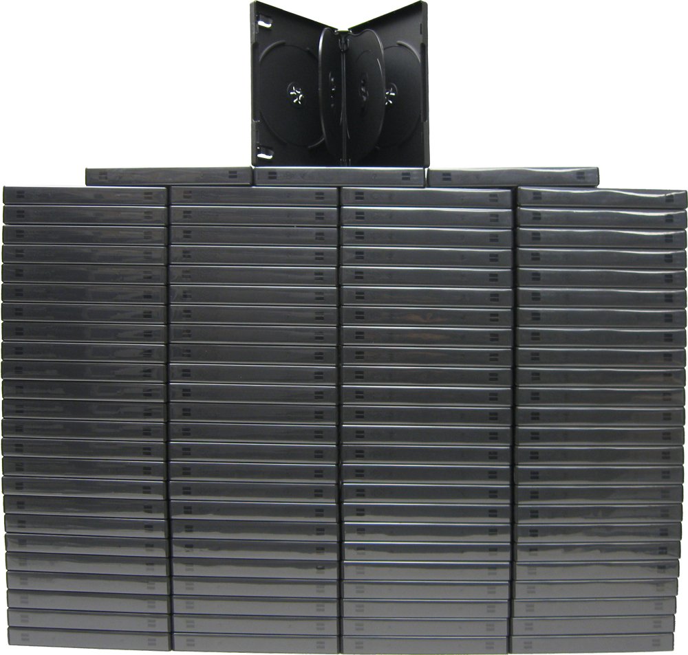 100 Black 6-Disc DVD Cases with Slim Design - Durable Storage for Movies, Music & Data - Perfect for Home Theater, Car Organizer & Media Collections