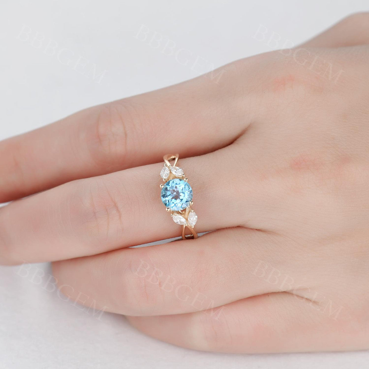 1.75 Carat Round Cut Blue Topaz Engagement Ring in 14K White Gold - Elegant Wedding, Proposal & Anniversary Jewelry Gift for Her