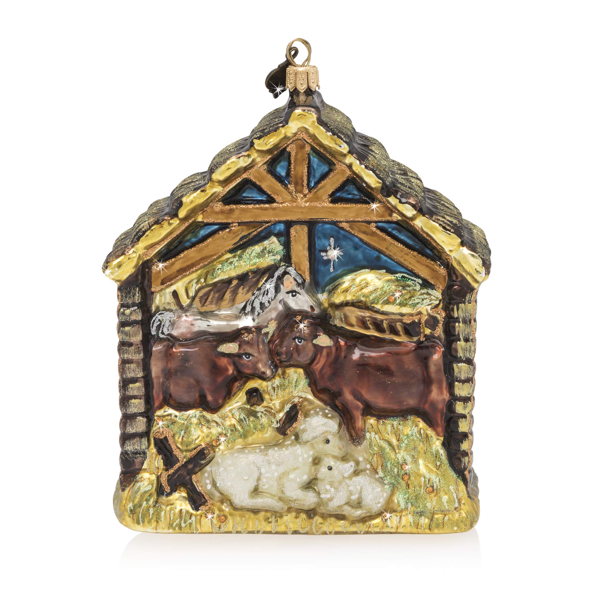 Jay Strongwater Holy Family Glass Christmas Ornament - Elegant Holiday Decor for Tree, Gift, or Home Display