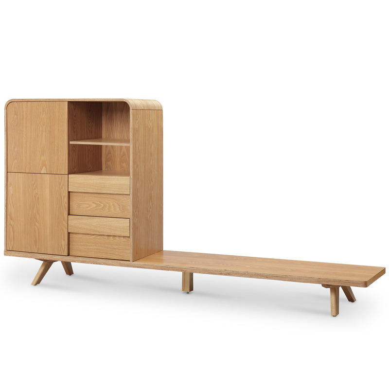 FINLEY TV Entertainment Wall Unit 1.8M Natural Wood Media Console - Perfect for Living Room Home Theater Setup & Modern Home Decor