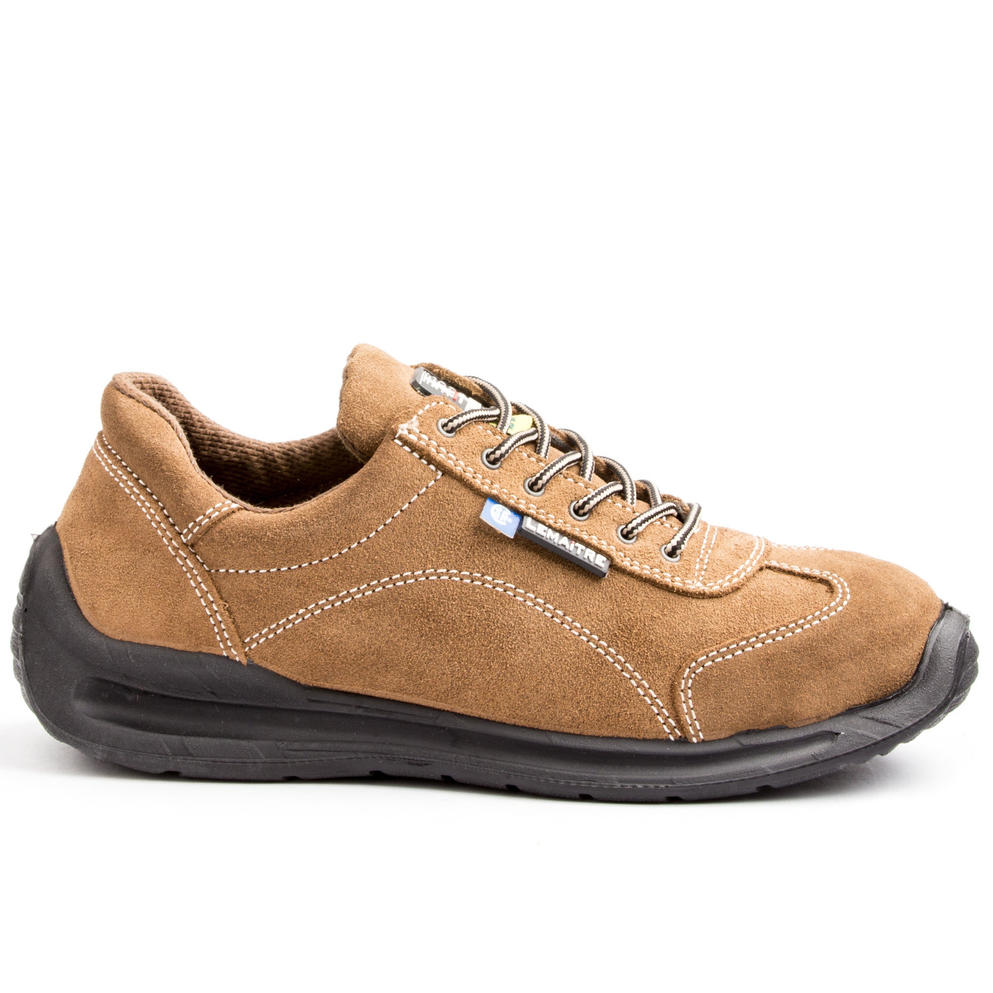 Lemaitre Viper Lightweight Leather Steel Toe Athletic Shoes for Men - Comfortable Work Sneakers with Safety Toe - Perfect for Construction, Warehouse & Outdoor Work (Beige)