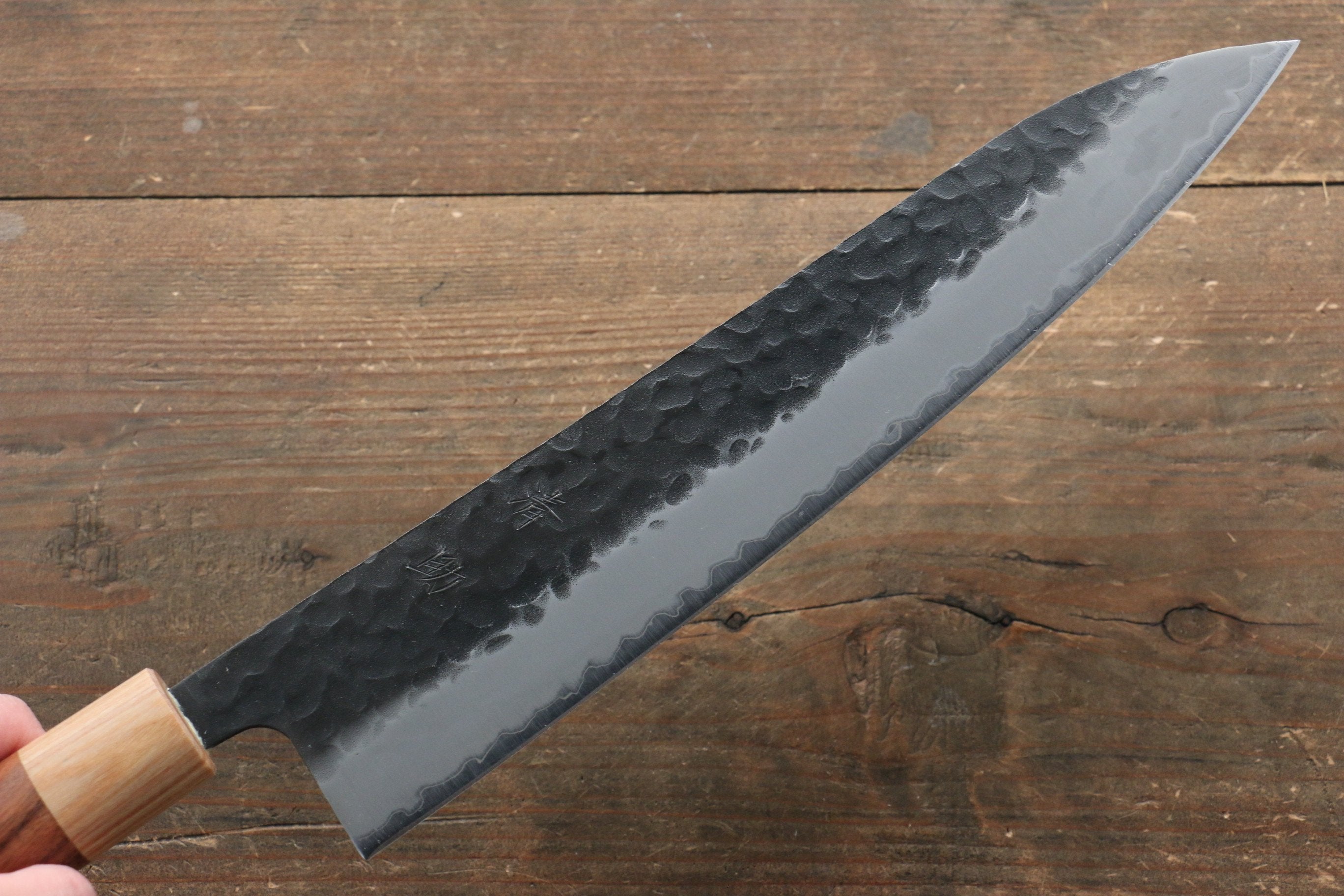 Premium Seisuke Kokubyaku Blue Super Hammered Gyuto 240mm Japanese Chef Knife with Morado Handle - Perfect for Sushi, Meat Slicing & Professional Kitchen Use