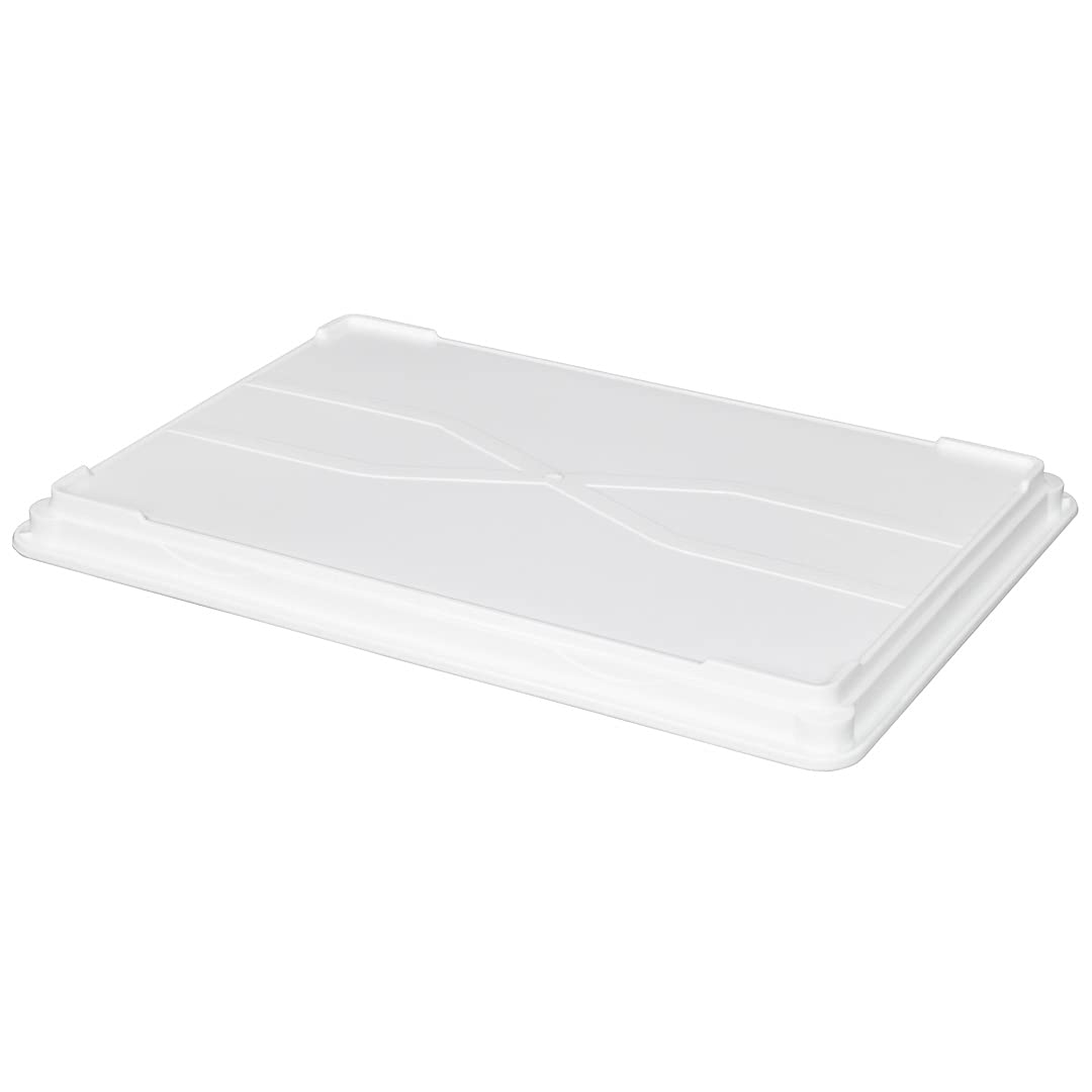10 Pack Stackable Dishwasher-Safe White Plastic Proofing Box Lids for Pizza Dough - Rectangle Restaurantware Lids Compatible with Dough Boxes (Proofing Boxes Sold Separately) - Perfect for Bakeries, Pizzerias & Commercial Kitchens