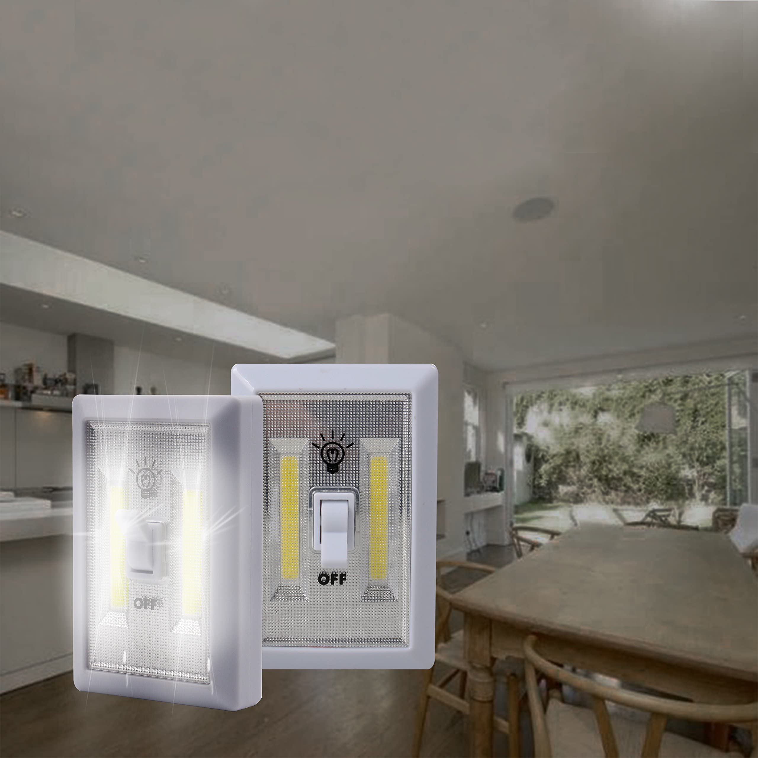 Battery Operated LED Tap Lights - 6 Pack COB Cordless Night Lights for Closet, Cabinet, Kitchen, Garage, RV | Touch Control & Wall Mountable | Perfect for Bedrooms, Hallways, Sheds and Dark Spaces