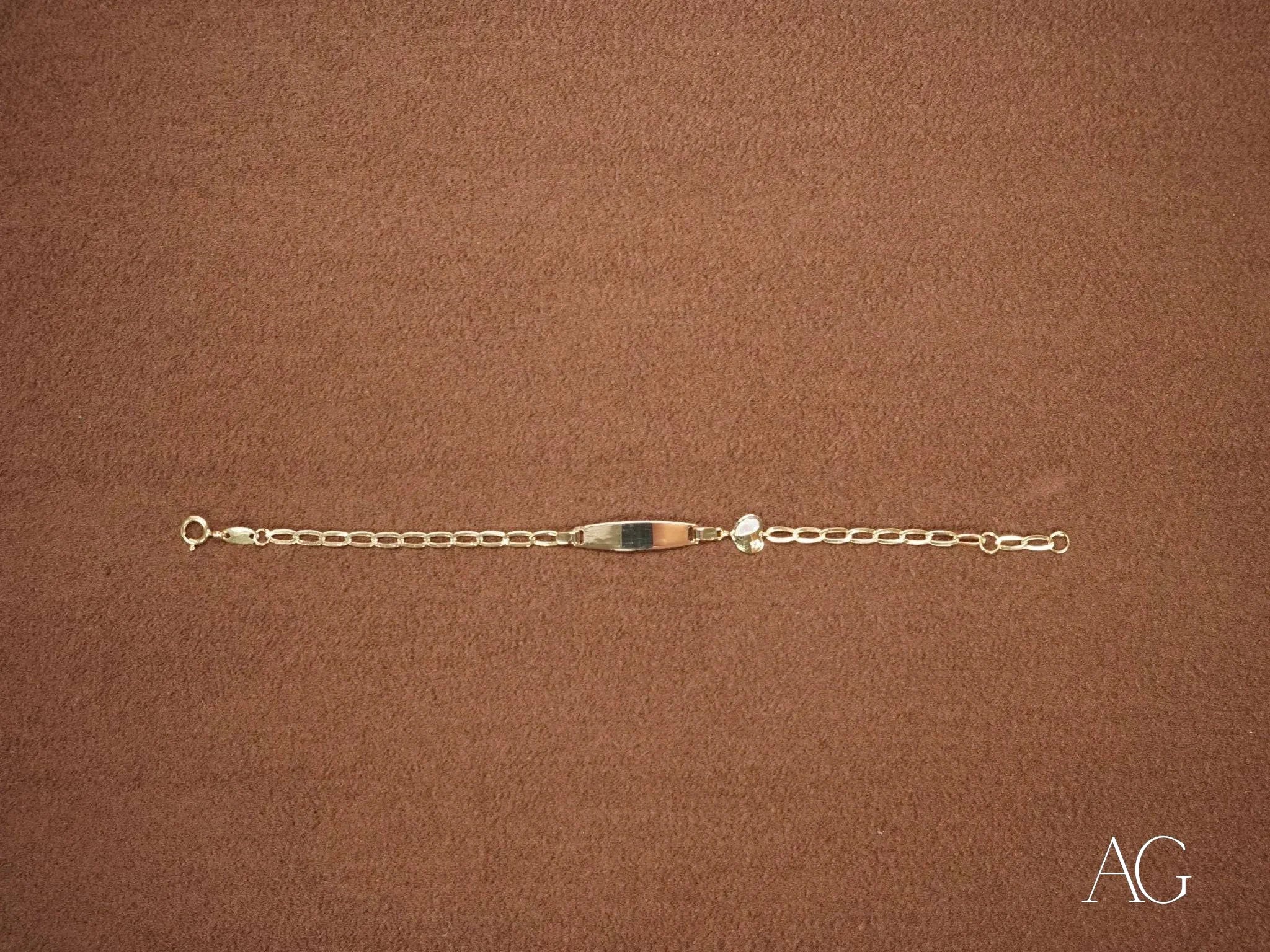 18K Gold Kids Heart Bracelet with Spring Ring Lock - Elegant Jewelry Gift for Girls, Birthday, Christmas & Special Occasions