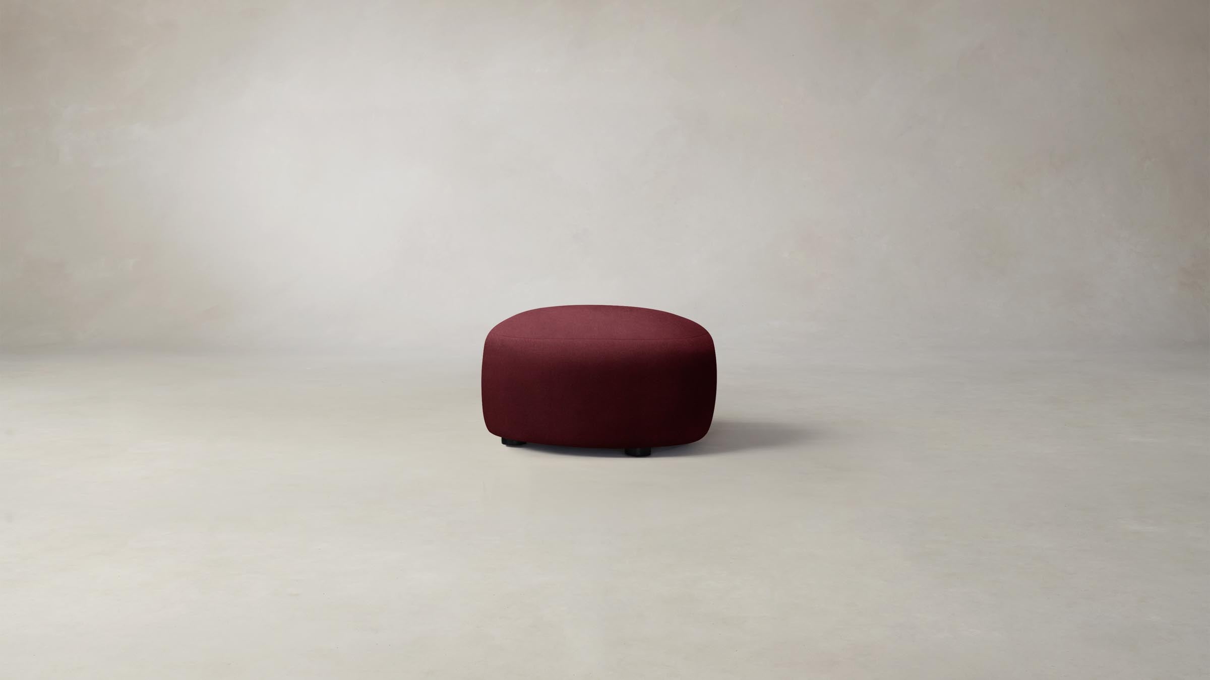Luxury Merlot Performance Velvet Chelsea Ottoman - Stylish Footrest & Accent Chair for Living Room, Bedroom, or Home Office