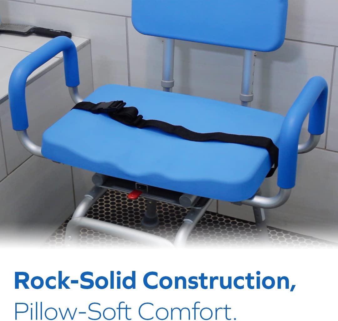 Bariatric Revolution Pivoting Swivel Shower Chair - 600lb Weight Capacity for Disabled & Elderly - Heavy Duty Bath Seat for Safe Showering & Mobility Assistance