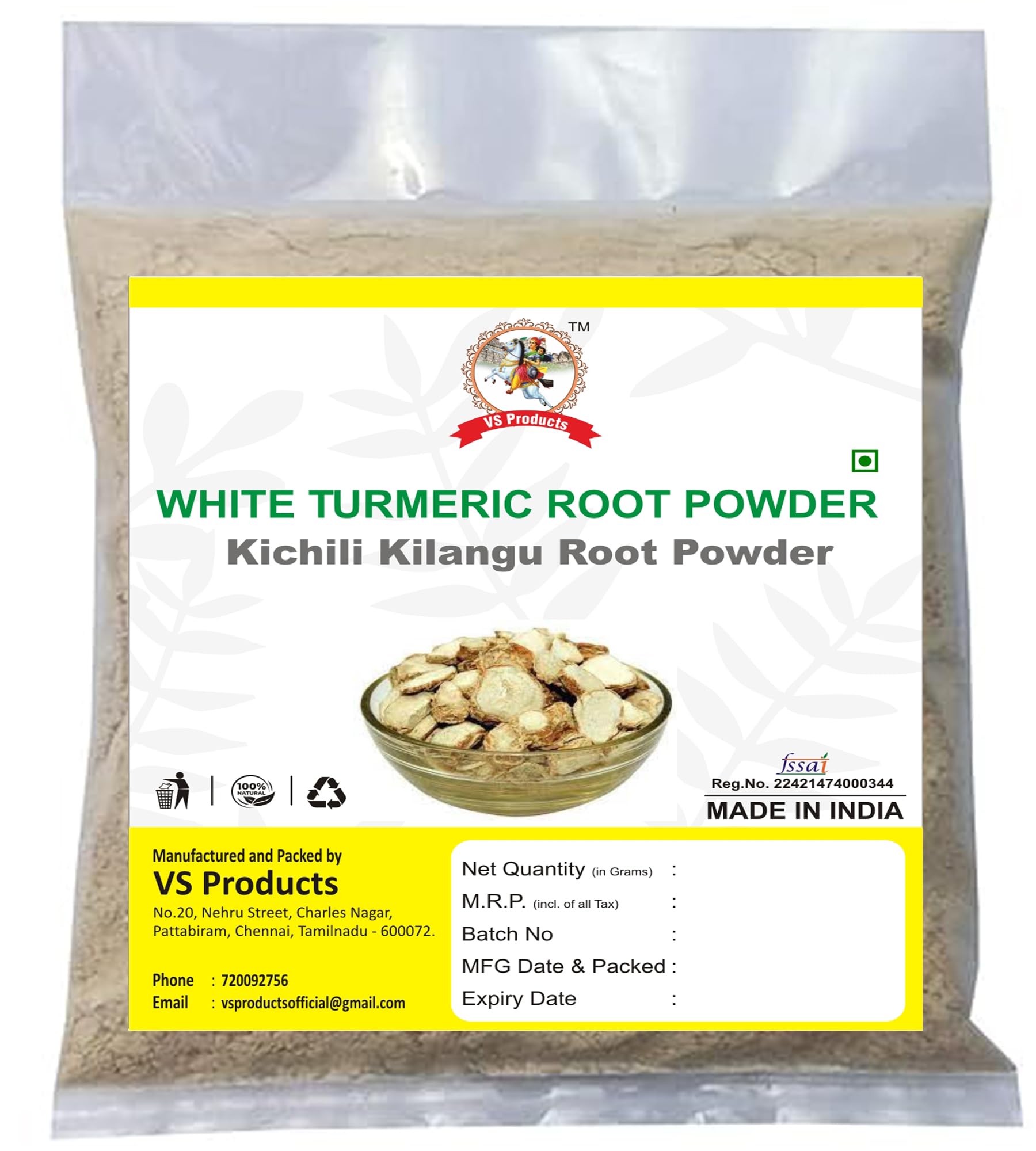 Organic White Turmeric Root Powder (Kachur, Zedoary) - 250g | Natural Ayurvedic Herbal Supplement for Digestion & Skin Care | Perfect for Cooking, Tea, Face Masks & Wellness Rituals